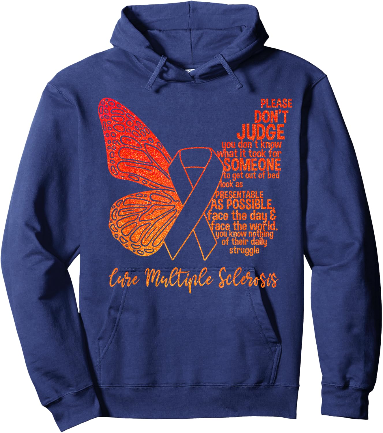 MS Awareness | Butterfly Multiple Sclerosis Awareness Hoodie - Hoodie | Navy