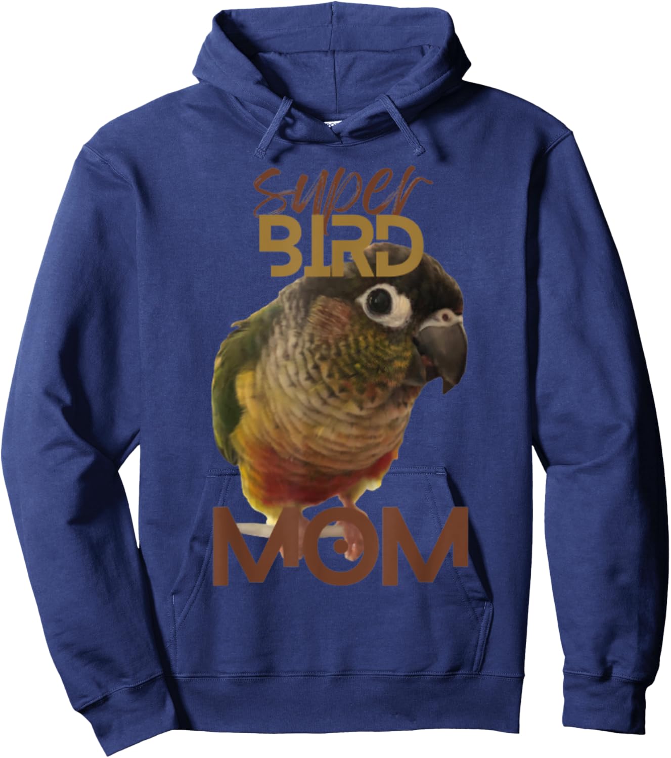Super Bird Mom Conure Parrot Bird design | Green cheek Hoodie - Hoodie | Navy