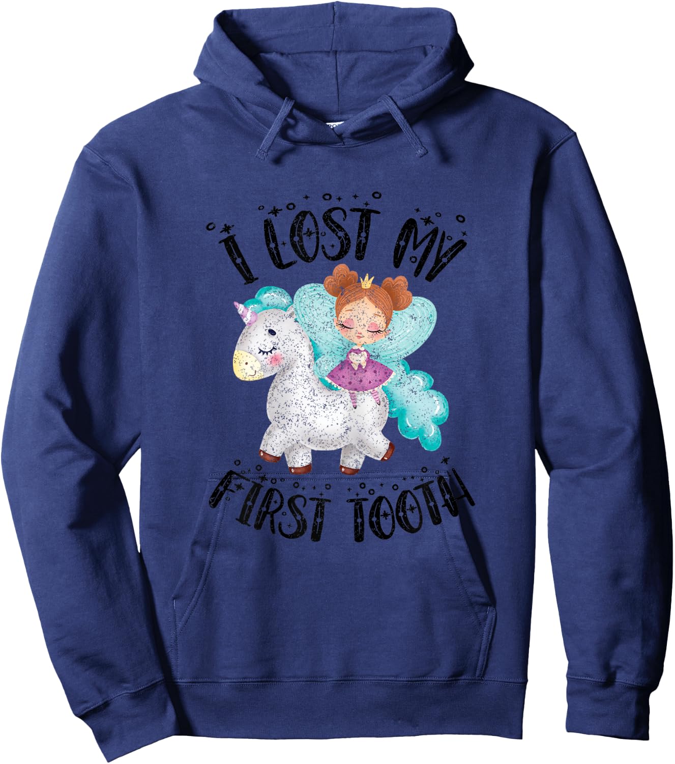 Cute Novelty I Lost My First Baby Tooth Out Fairy Unicorn Hoodie - Hoodie | Navy