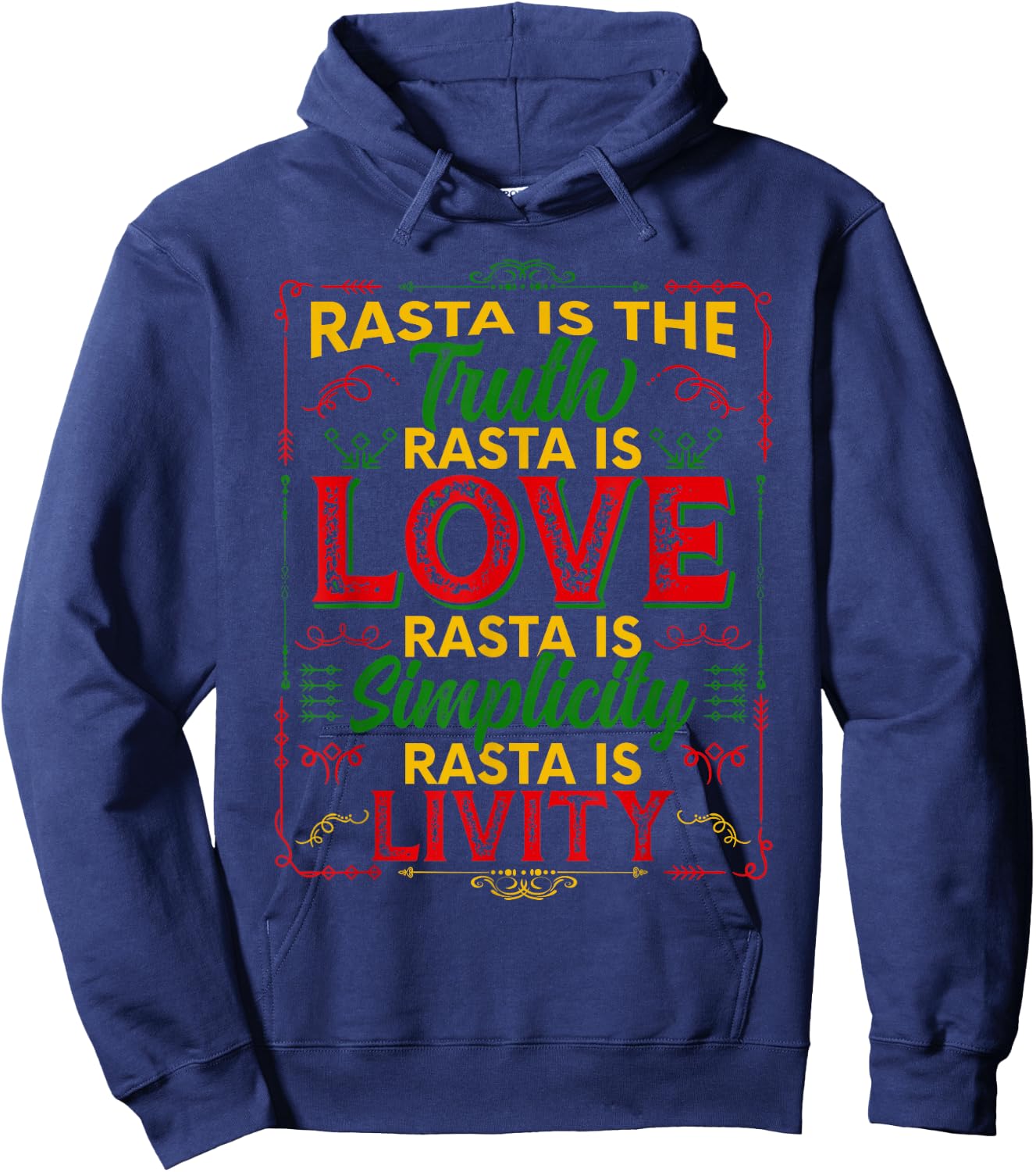 Rasta is The Truth Rasta is Love Rasta Hoodie - Hoodie | Navy