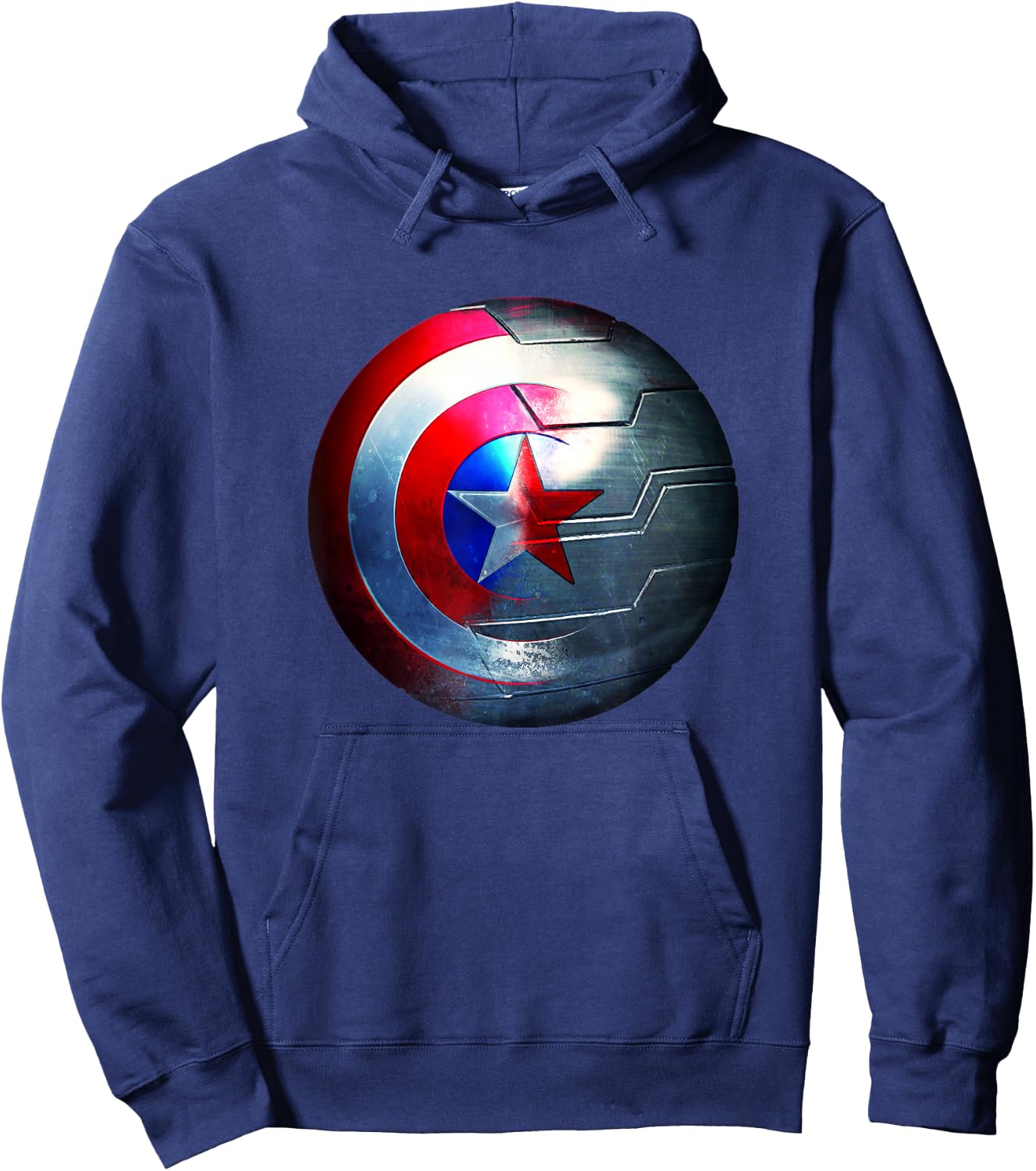 Marvel Comics Retro Classic Cap's Shield & Bucky's Arm Logo Hoodie - Hoodie | Navy