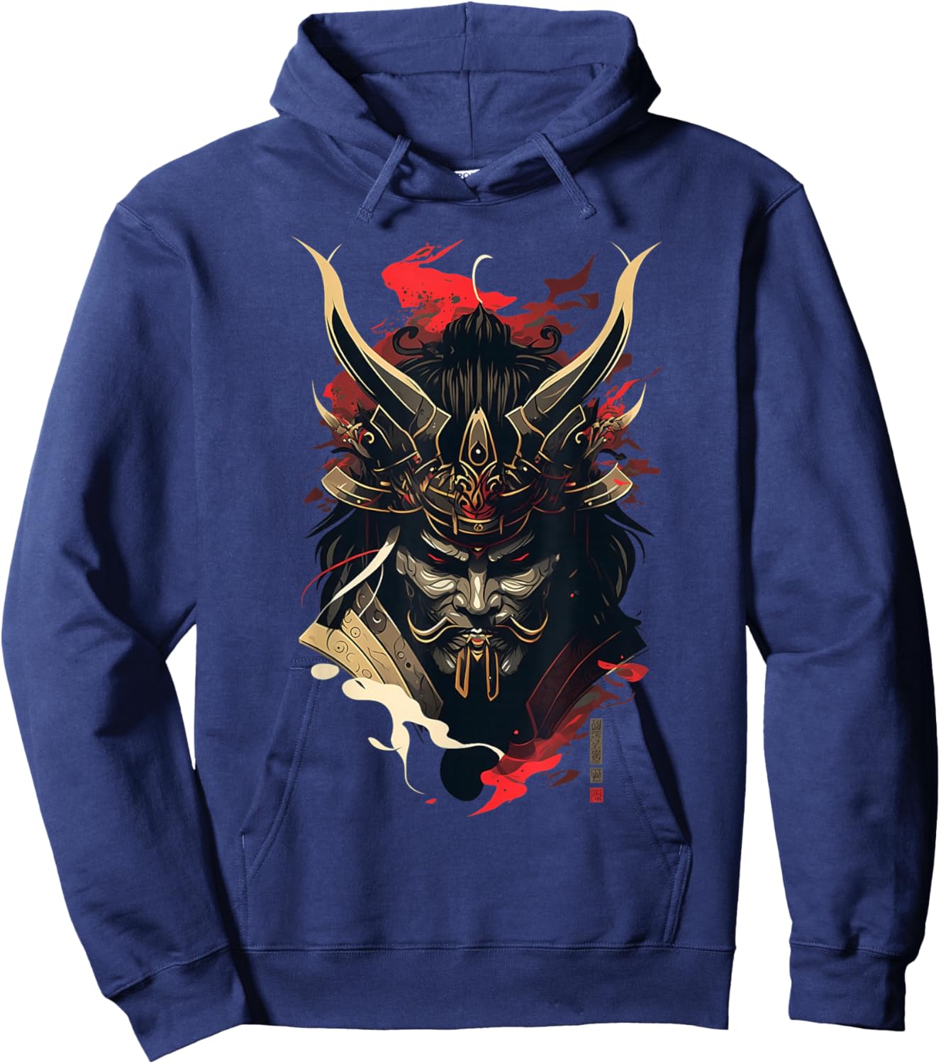 Samurai Mask Traditional Japanese Warrior Sword Retro Tattoo Hoodie - Hoodie | Navy