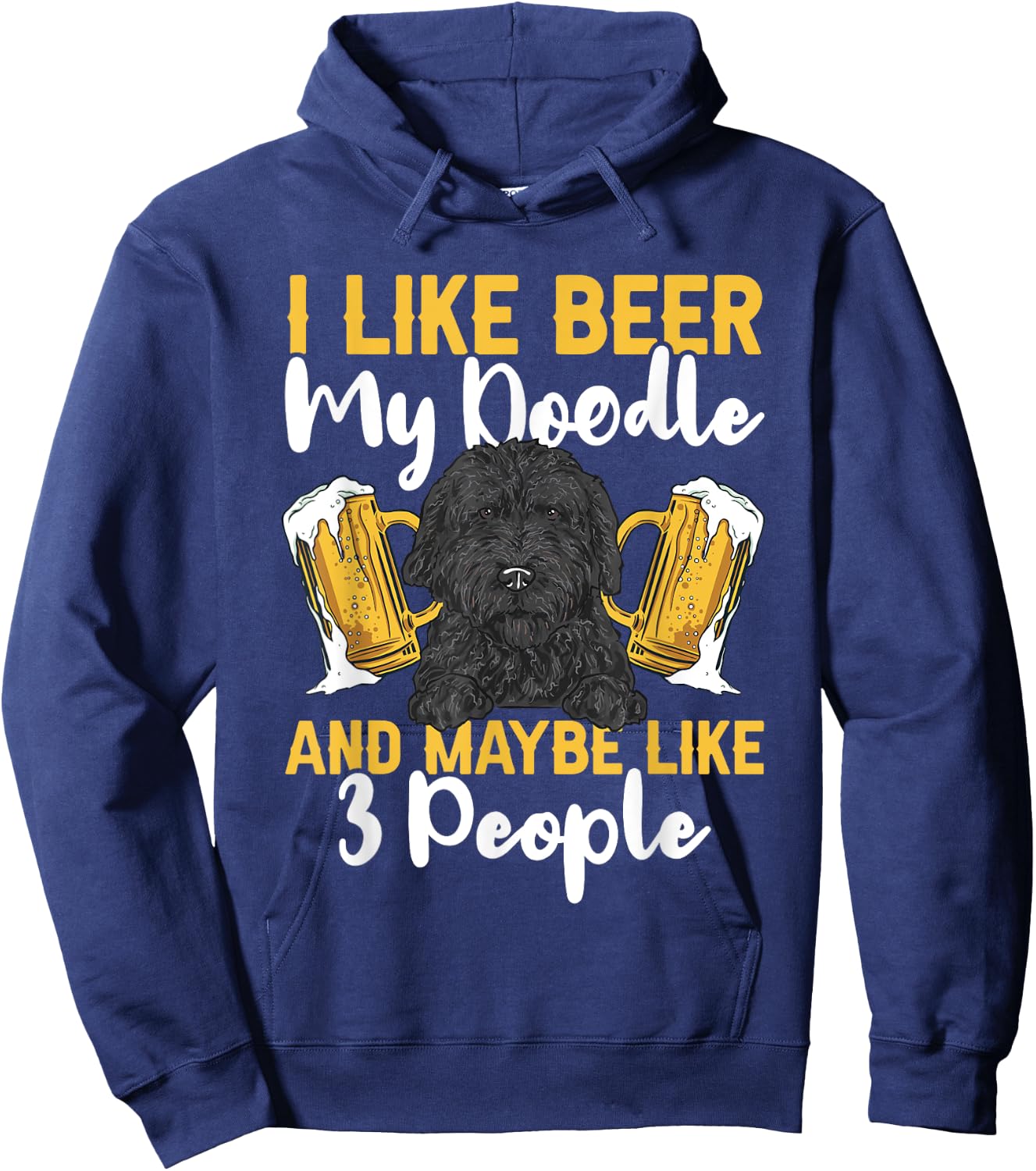 Black Goldendoodle Beer Doodle Dog Hoodie - Hoodie | Navy
