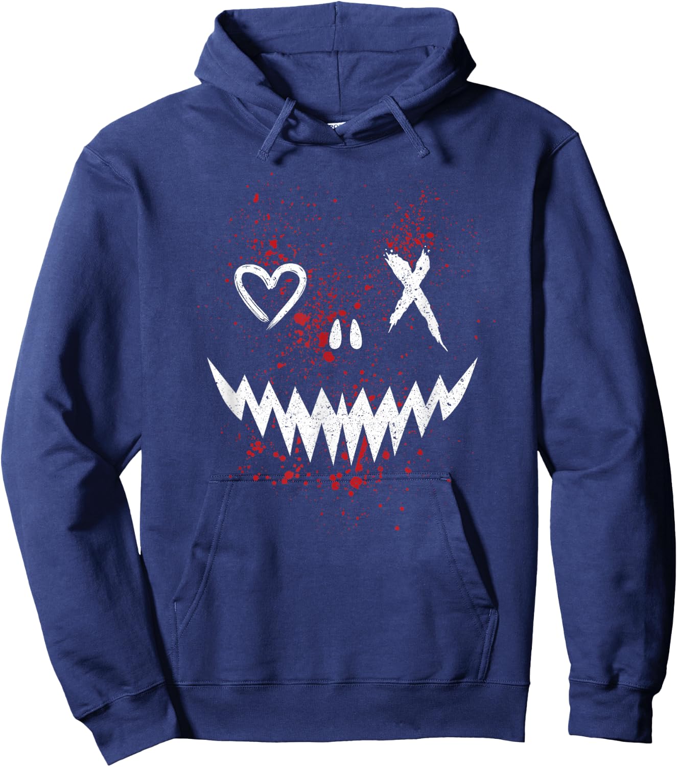 Evil Face | Heart Cross Smile | Satan Demon Hoodie - Hoodie | Navy