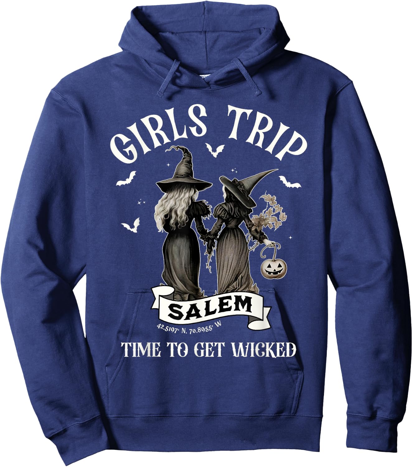 Retro Girls Trip Salem Time To Get Witch Funny Halloween Hoodie - Hoodie | Navy
