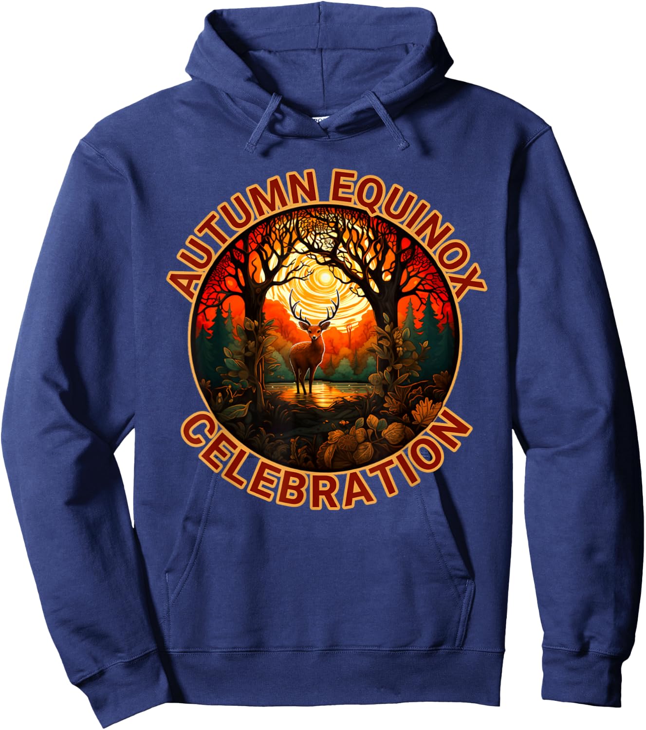 Autumn Equinox Celebration Fall Leaves Deer Autumn Design Hoodie - Hoodie | Navy