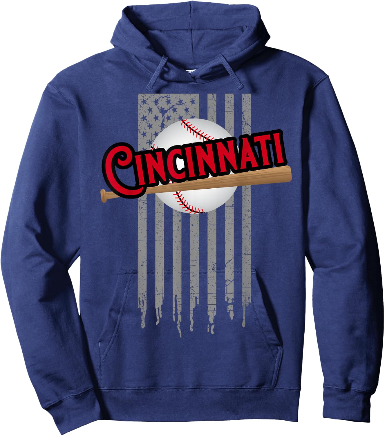 Cincinnati OH USA Flag The Queens Chip City Basic Cincy Hoodie - Hoodie | Navy