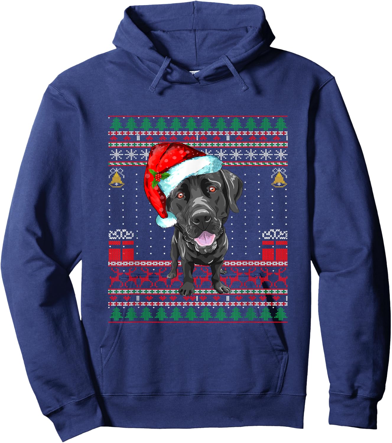 Black Lab Labrador Christmas Dog Owner Ugly Sweater Funny Hoodie - Hoodie | Navy