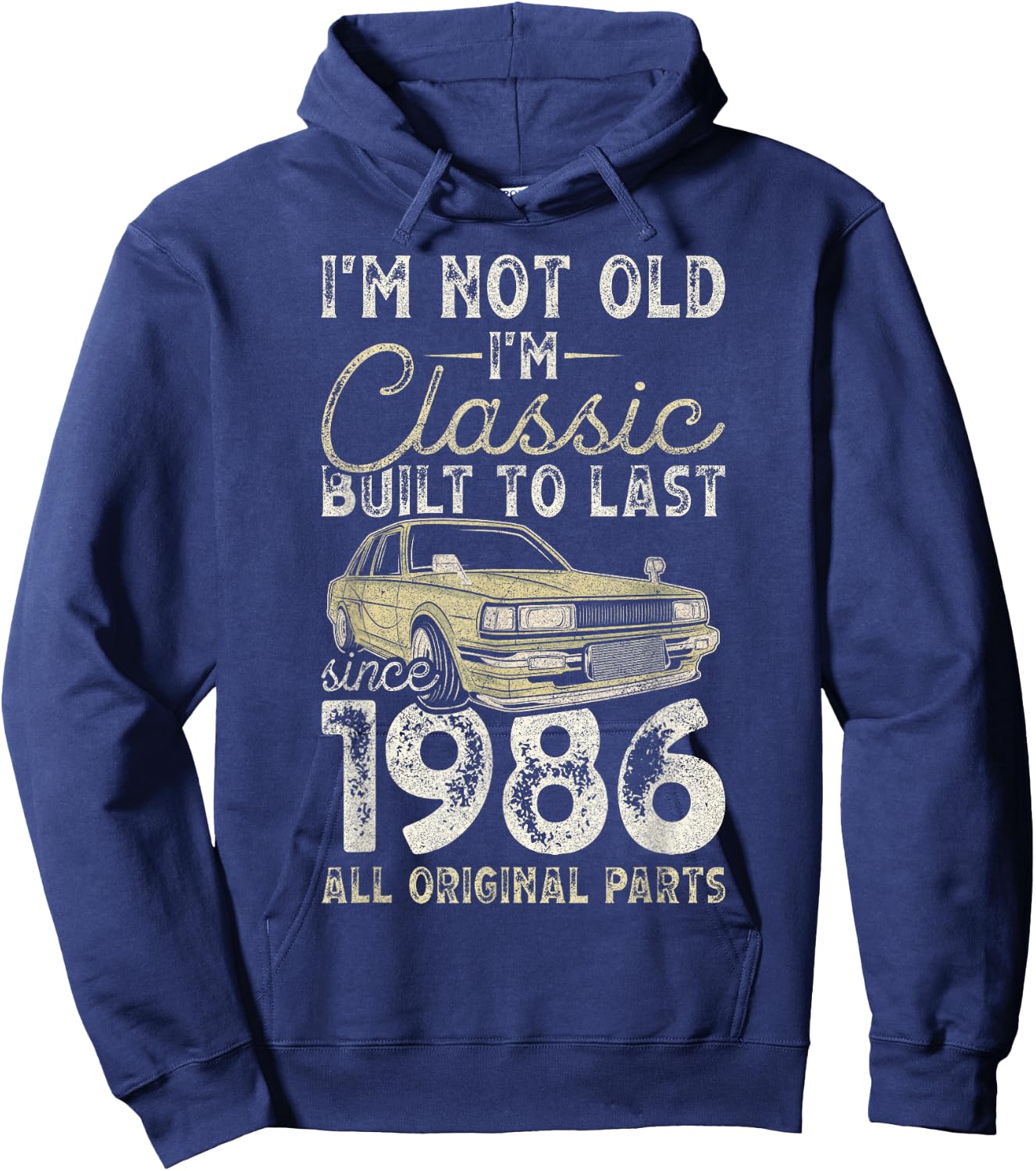 39th Birthday, Since 1986, Classic Car, 39 Year Old Hoodie - Hoodie | Navy