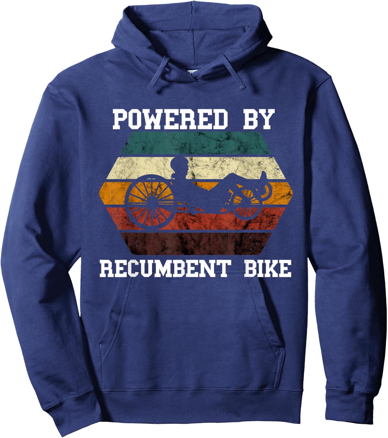 Retro Recumbent Bike Powered By Recumbent Trike Cyclist Hoodie - Hoodie | Navy