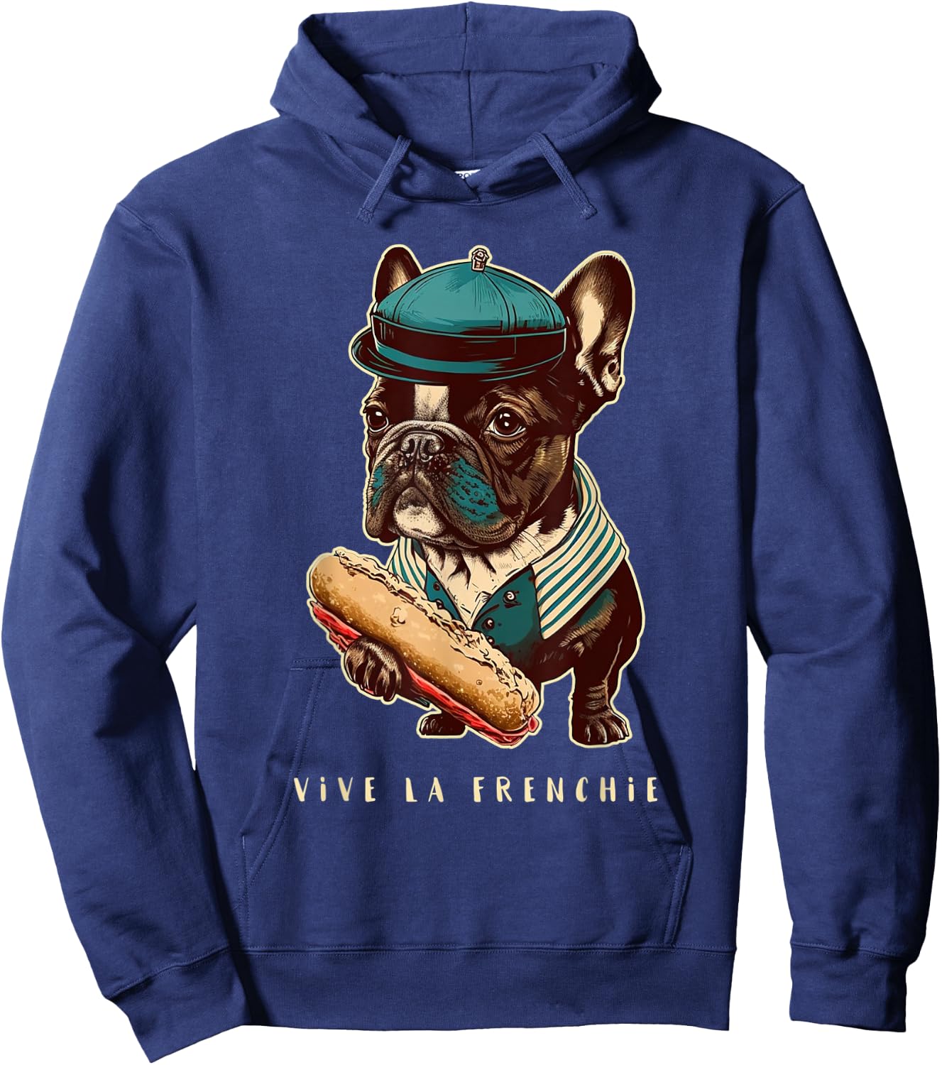 Funny French Bulldog Retro Outfits Clothes Vive La Frenchie Men Women Kids Hoodie - Hoodie | Navy