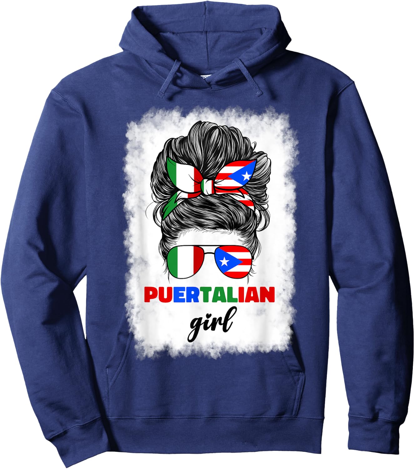 Half Italian And Puerto Rican Rico Italy Flag Girl Hoodie - Hoodie | Navy