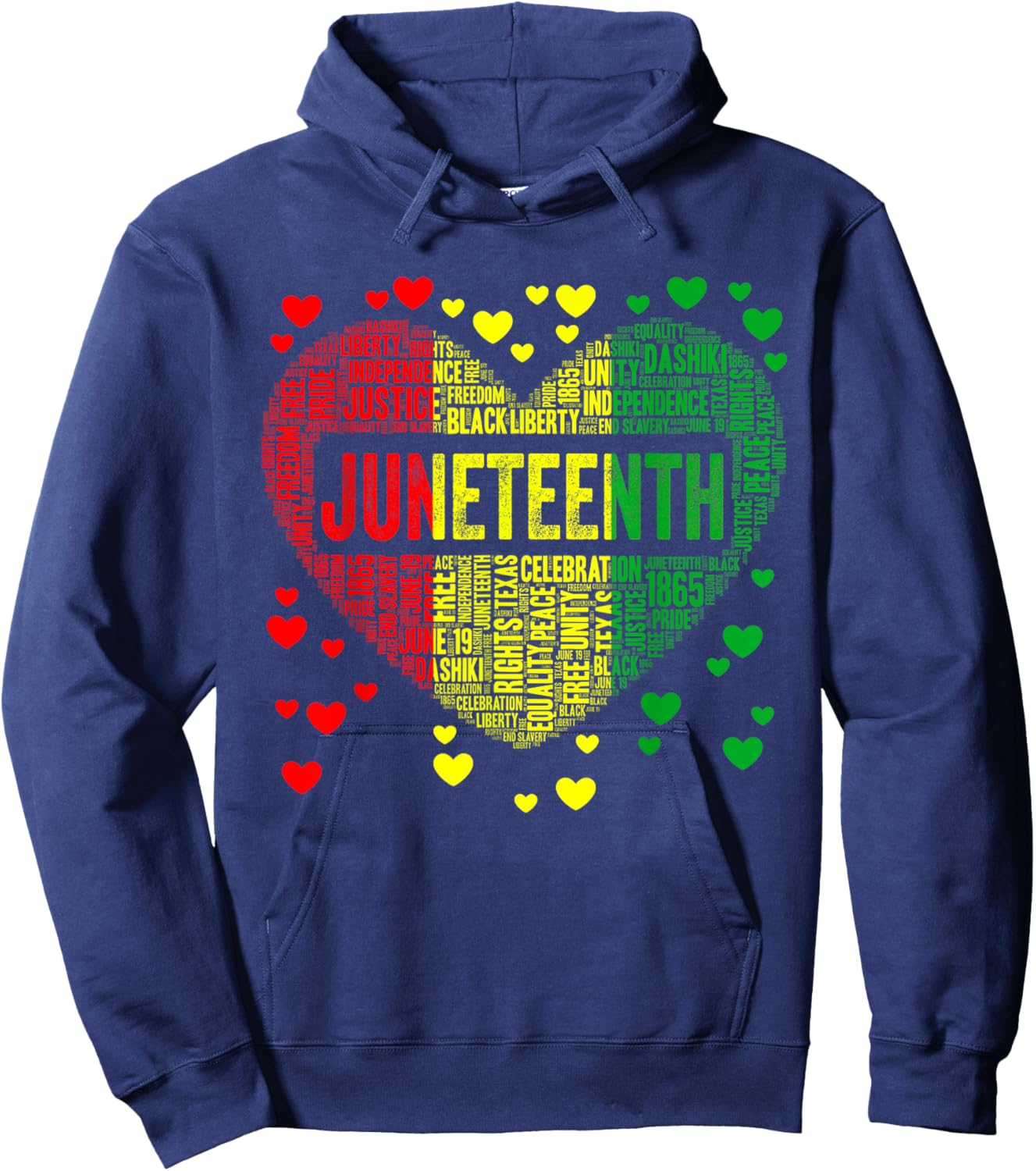 Black History Heart Juneteenth Melanin African American Hoodie - Hoodie | Navy