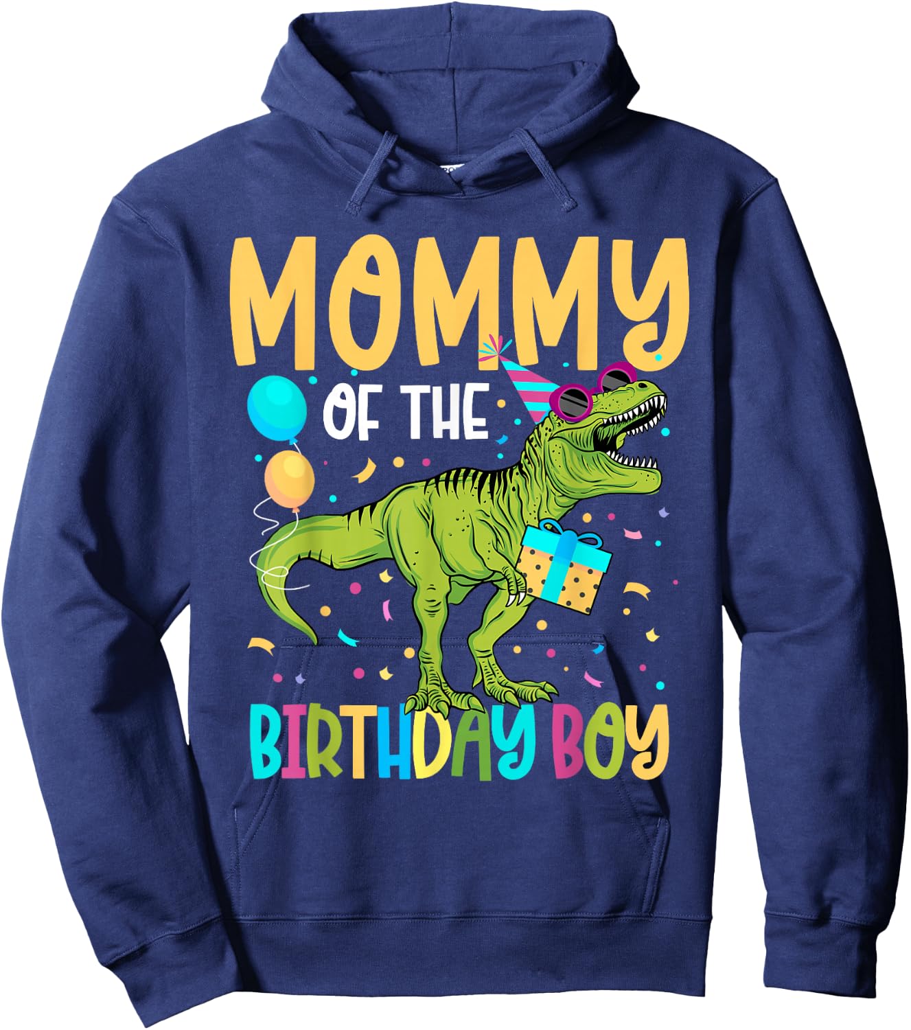 Mommy of The Birthday Boy Family Matching Dinosaur Squad Hoodie - Hoodie | Navy