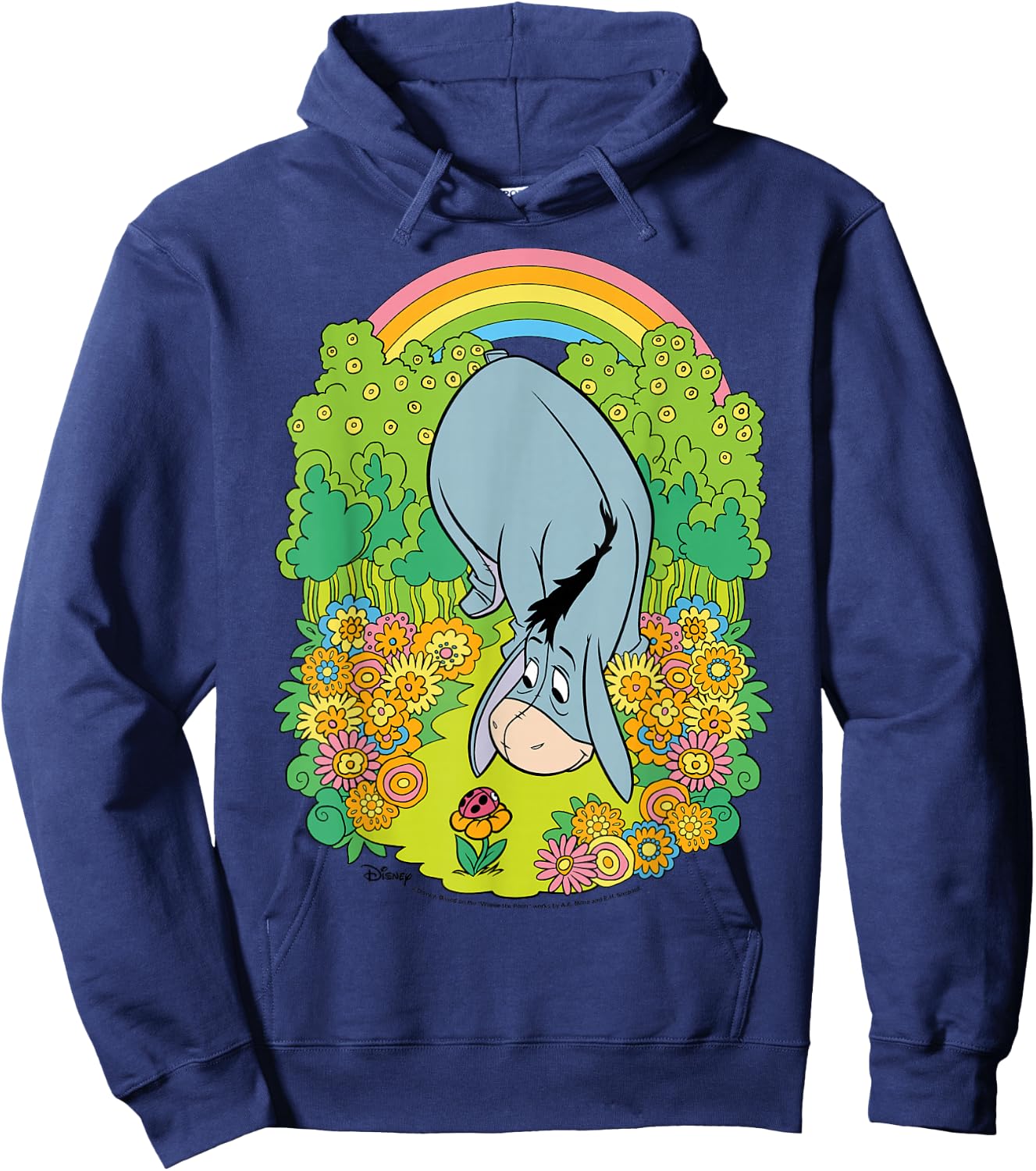 Winnie The Pooh - Eeyore Rainbow Flowers Hoodie - Hoodie | Navy