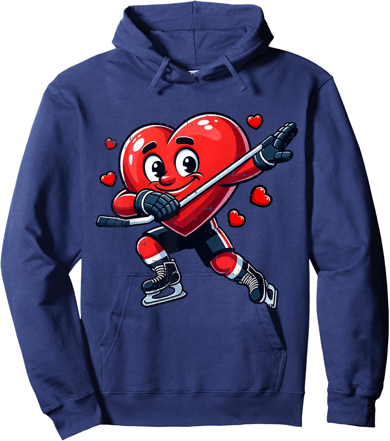 Ice Hockey Heart Dabbing Valentines Day Kids Boys Hoodie - Hoodie | Navy