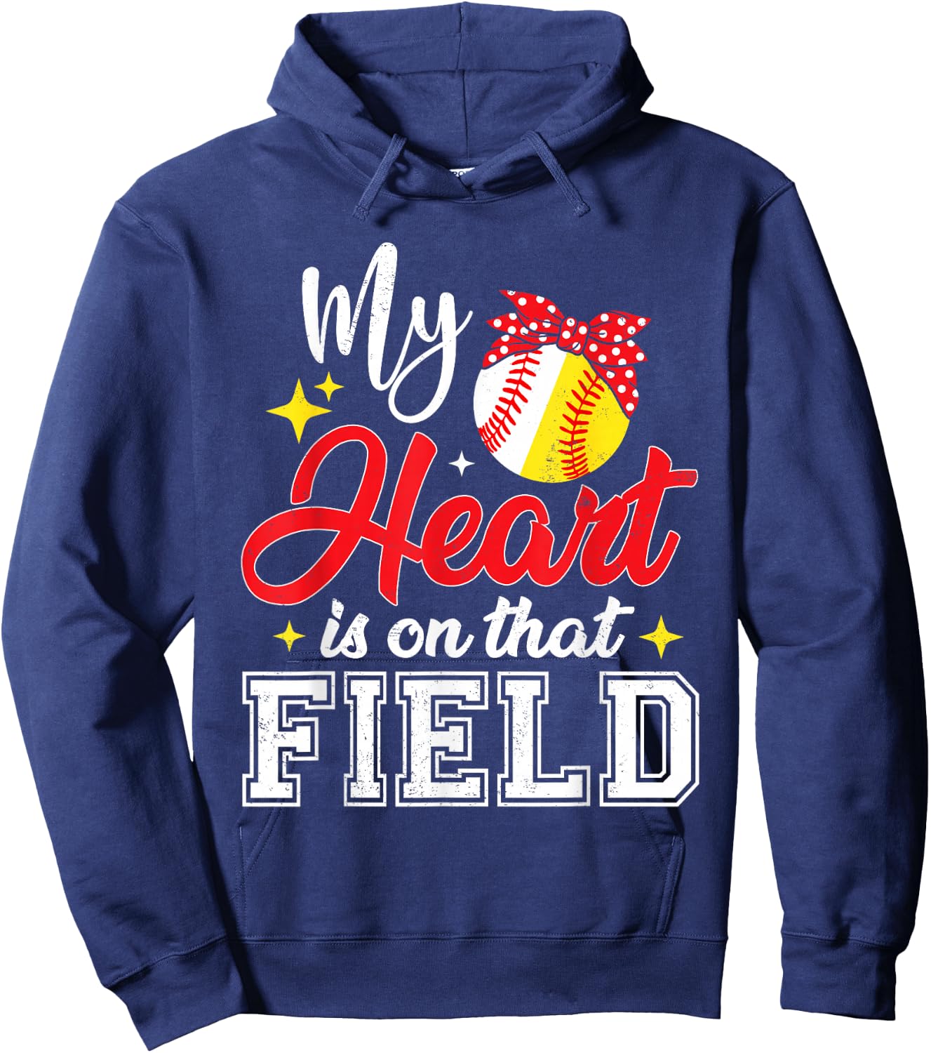 My Heart is on That Field Baseball Softball Mom Mothers Day Hoodie - Hoodie | Navy