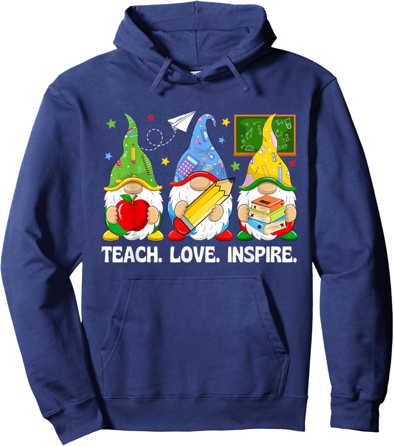Cute Gnomes Teach Love And Inspire Back To School Teacher Hoodie - Hoodie | Navy
