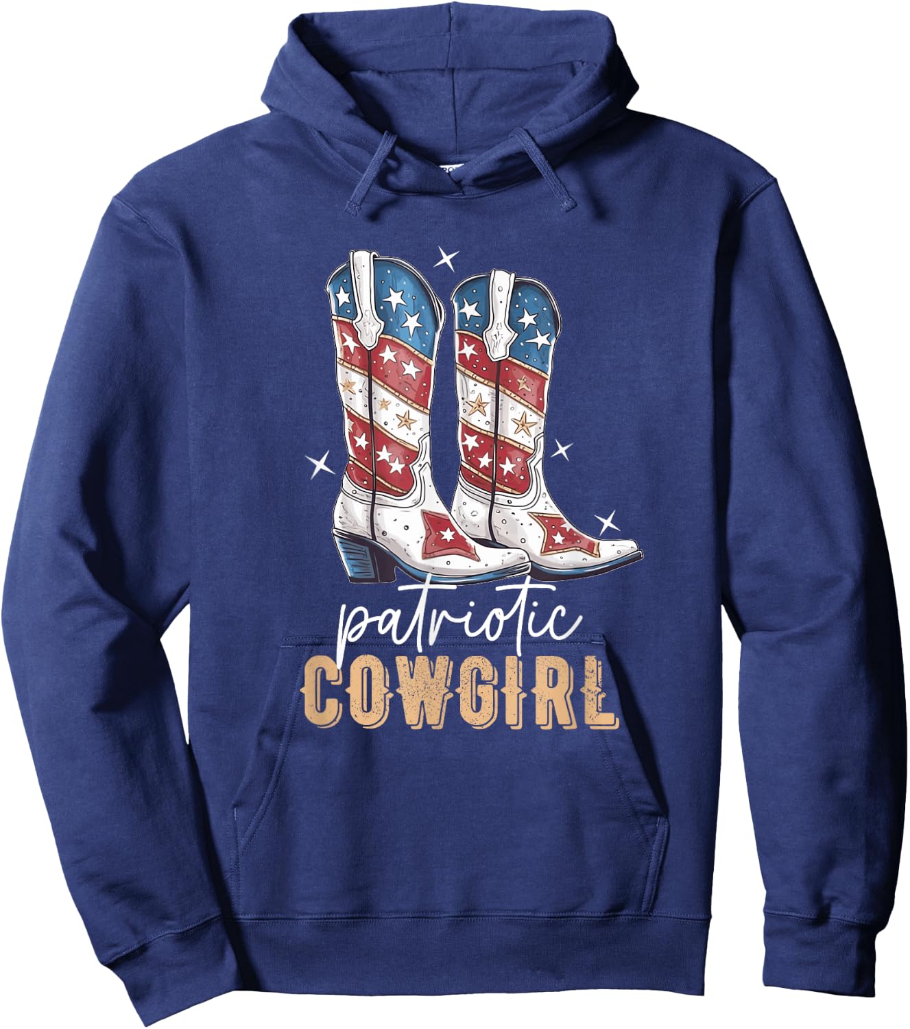 Patriotic Cowgirl Boots American Flag July 4th Of July Rodeo Hoodie - Hoodie | Navy