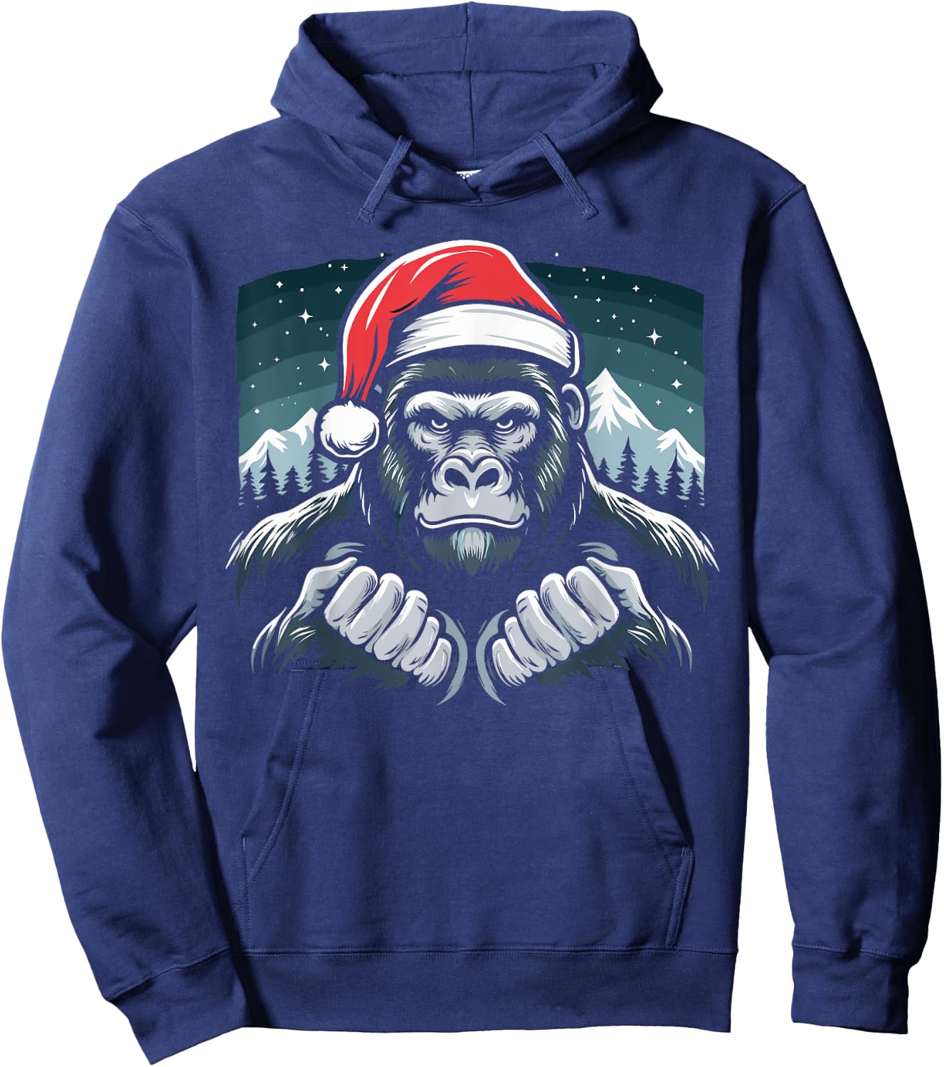 Gorilla Christmas Santa Hat Gorilla Primate Animal Hoodie - Hoodie | Navy