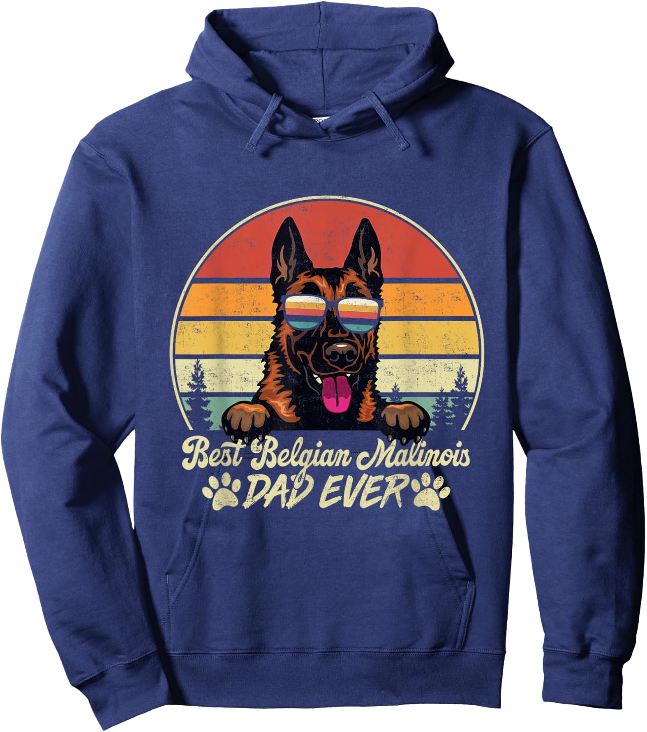 Best Belgian Malinois Dad Ever Vintage Retro Dog Fathers Day Men Hoodie - Hoodie | Navy