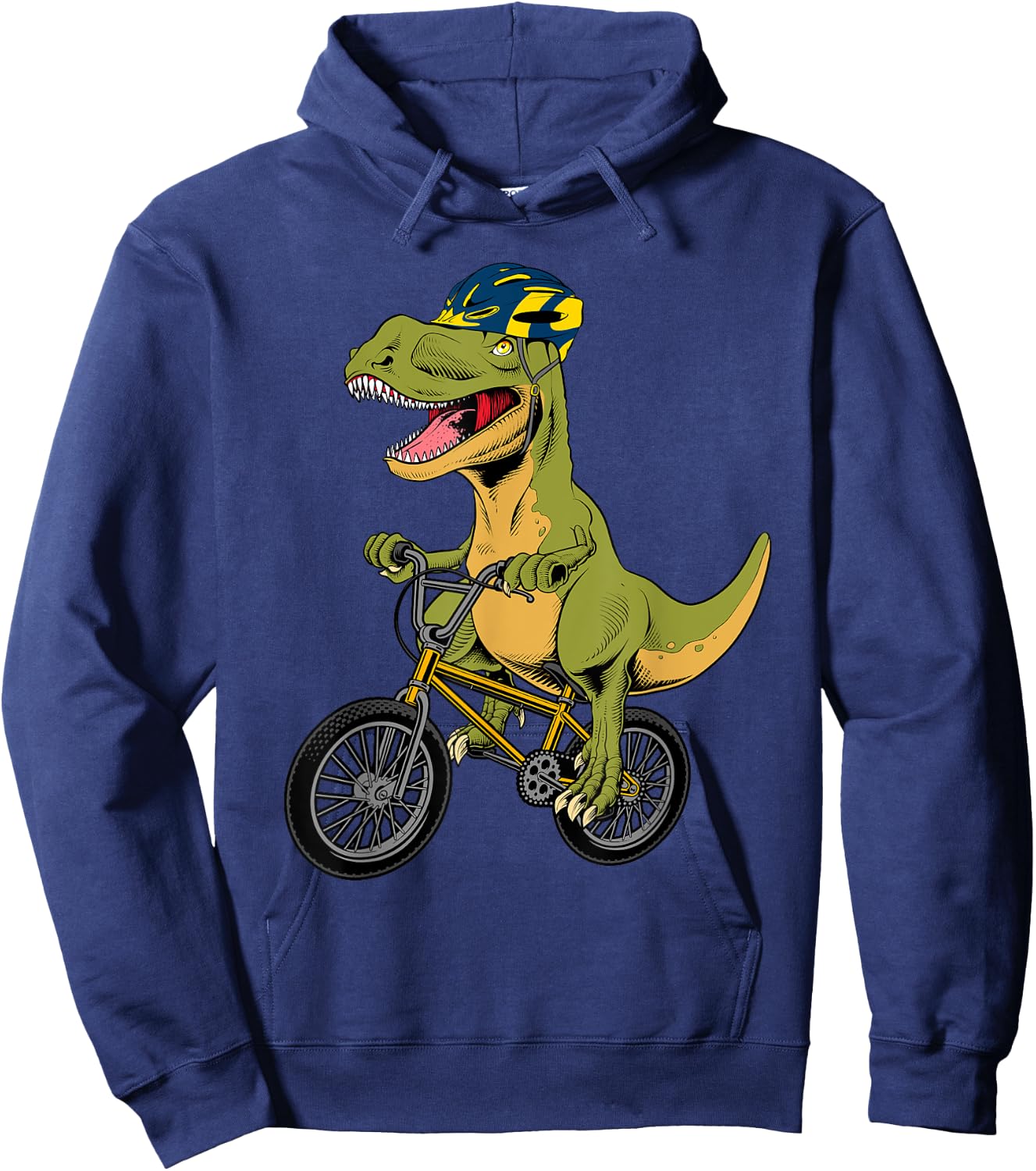 Cool BMX Boys Kids Bike Rider T Rex Dinosaur Bicycle Hoodie - Hoodie | Navy