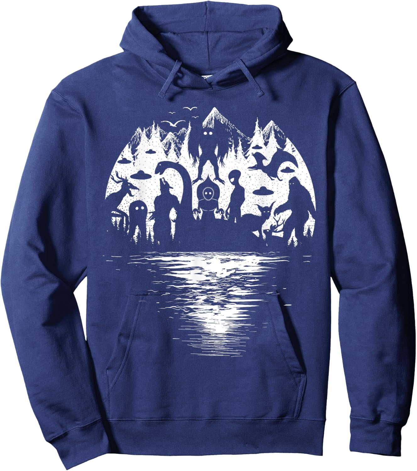 Bigfoot Loch Ness Mothman and Cryptid Monsters Cryptozoology Hoodie - Hoodie | Navy