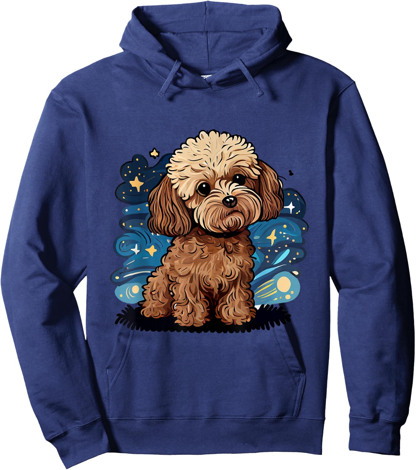 Brown Maltipoo Starry Night Van Gogh Maltipoo Mom Dad Owner Hoodie - Hoodie | Navy