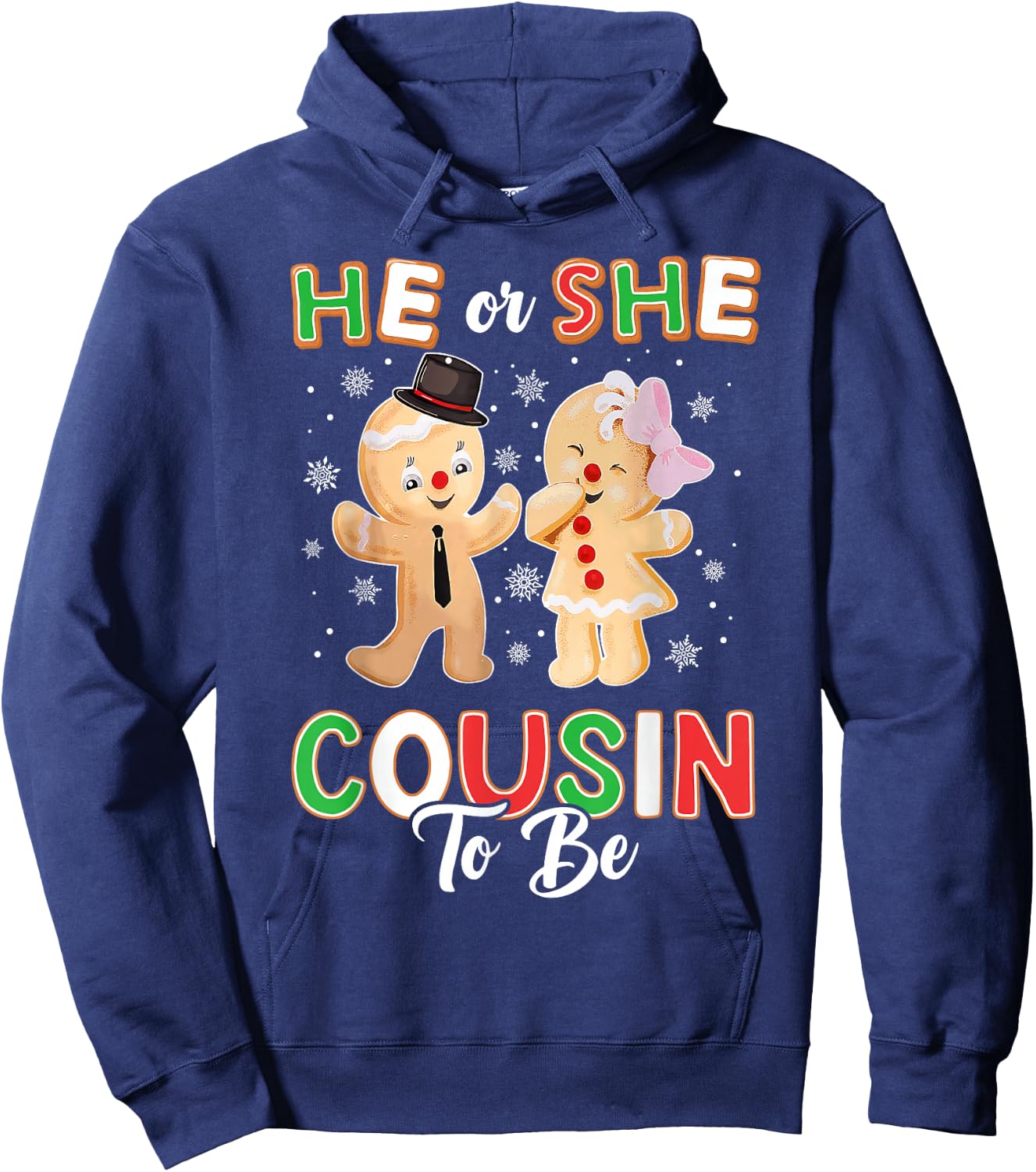 Gingerbread He or She Cousin To Be Christmas Gender Reveal Hoodie - Hoodie | Navy