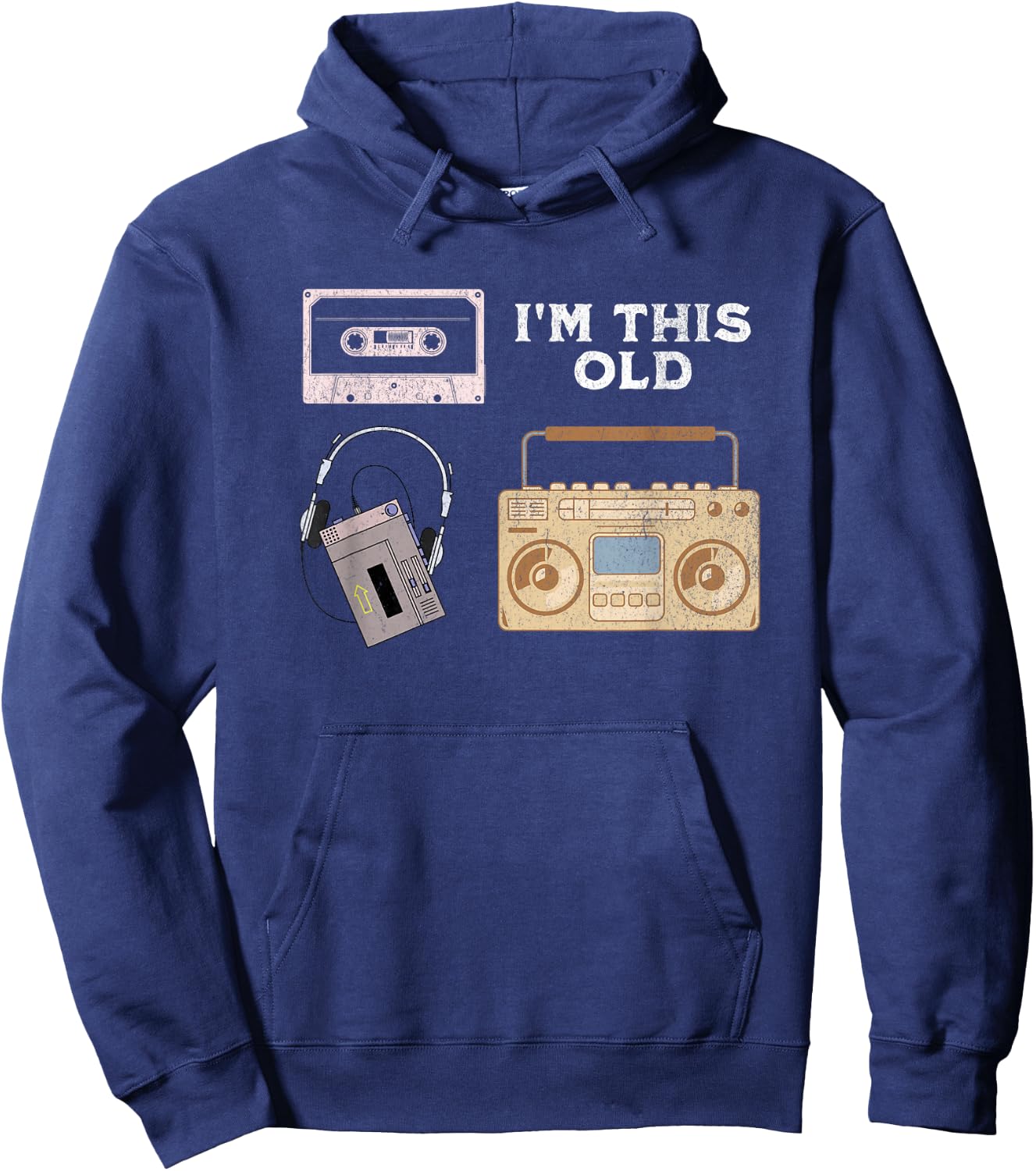 Vintage Funny Birthday I'm This Old Music Cassette Hoodie - Hoodie | Navy