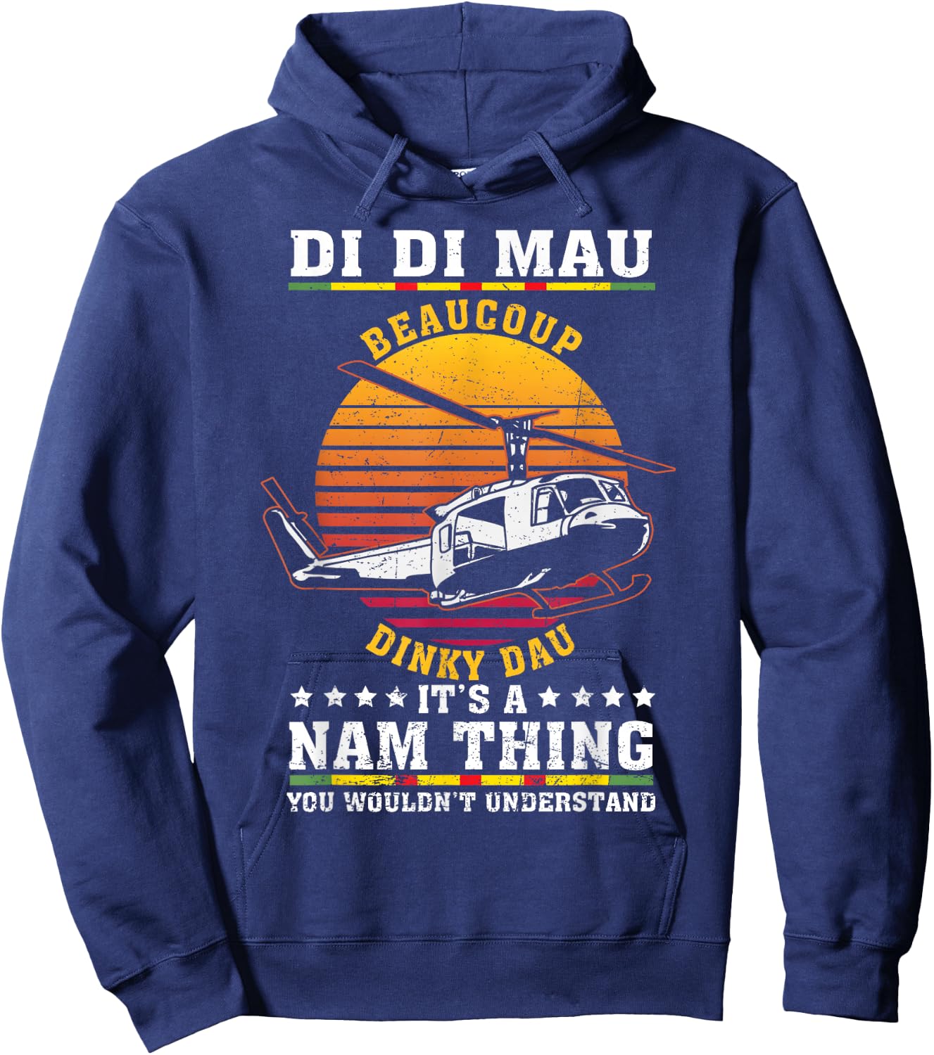 Di Di Mau Beaucoup Dinky Dau Vintage US Army Vietnam Veteran Hoodie - Hoodie | Navy