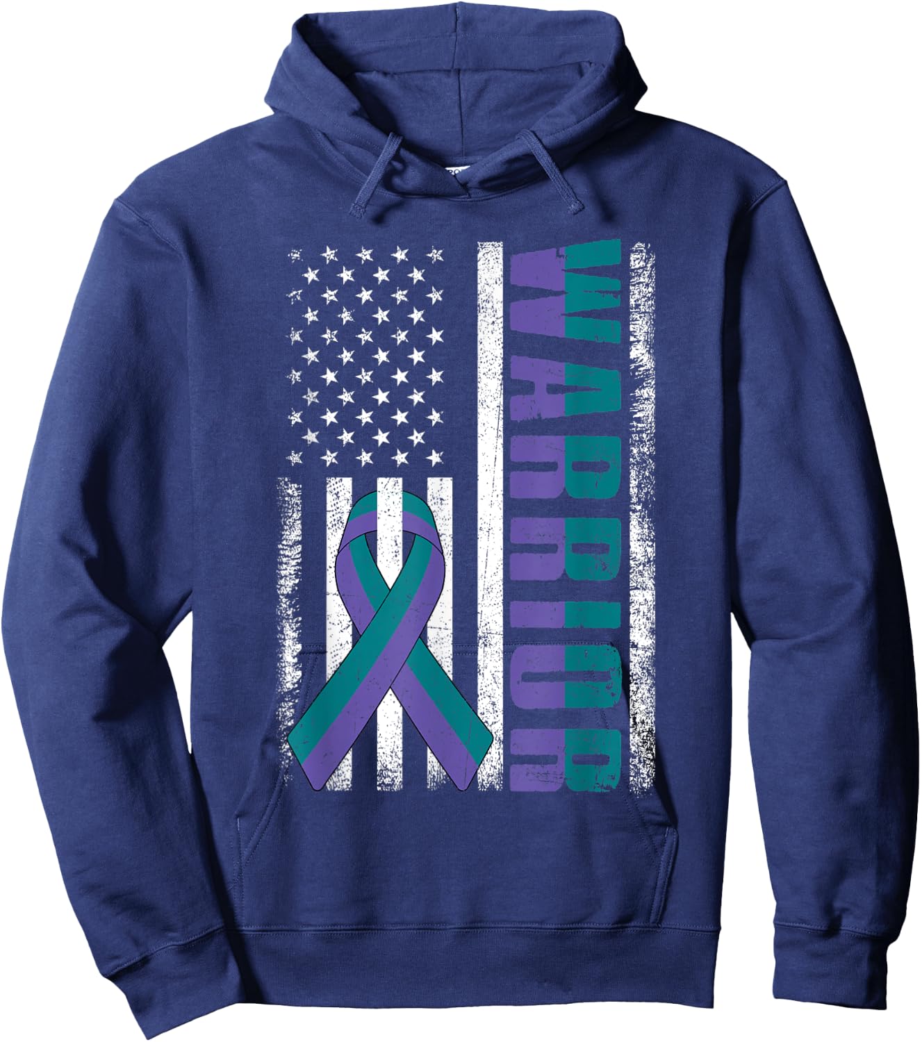 Anal Cancer Awareness Day Warrior American Flag Men Hoodie - Hoodie | Navy