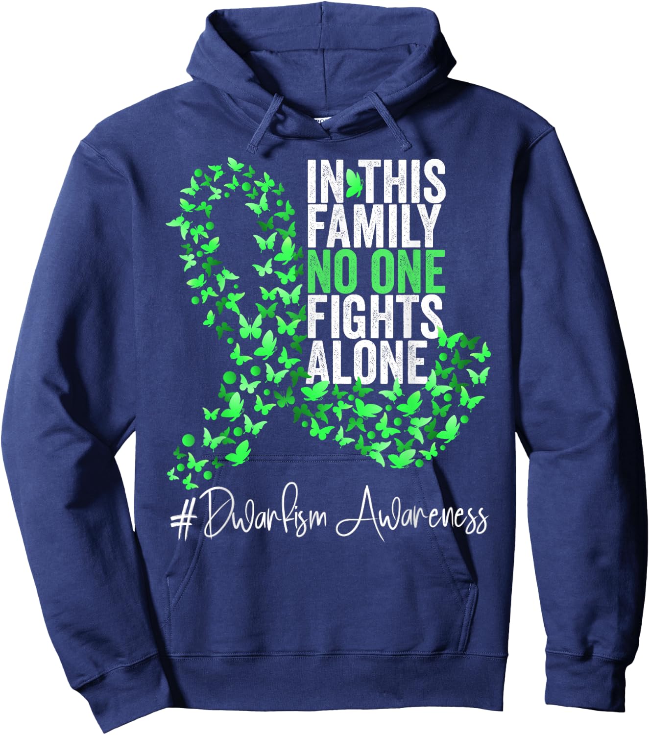 Dwarfism Awareness Month Green Ribbon Butterflies Hoodie - Hoodie | Navy