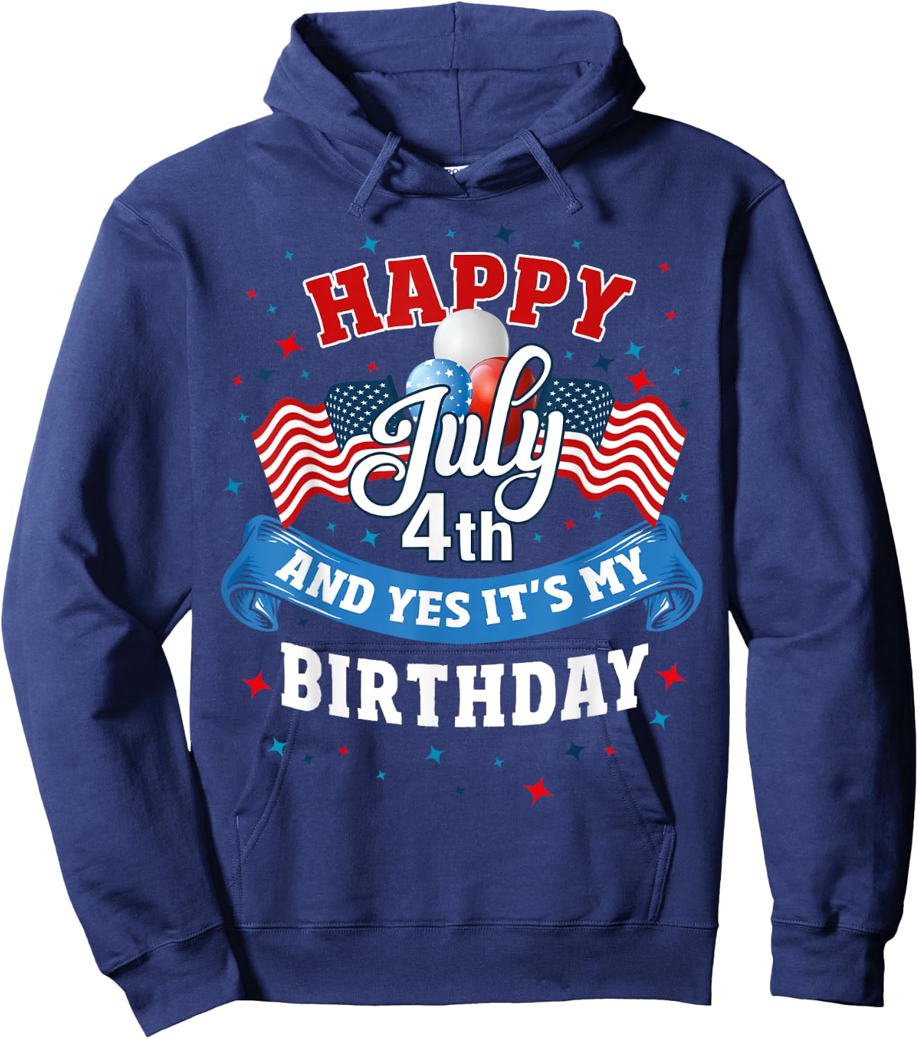 4th of July Birthday Shirt American Flag Happy July 4th Hoodie - Hoodie | Navy