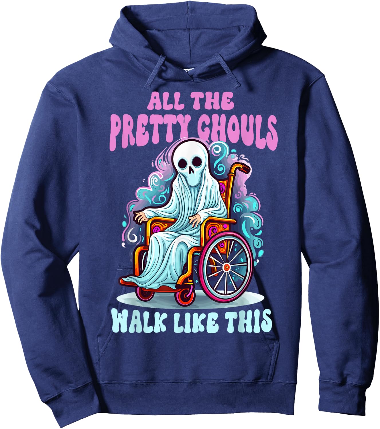 Halloween Wheelchair Costume Handicap Joke Ghouls Walk Like Hoodie - Hoodie | Navy