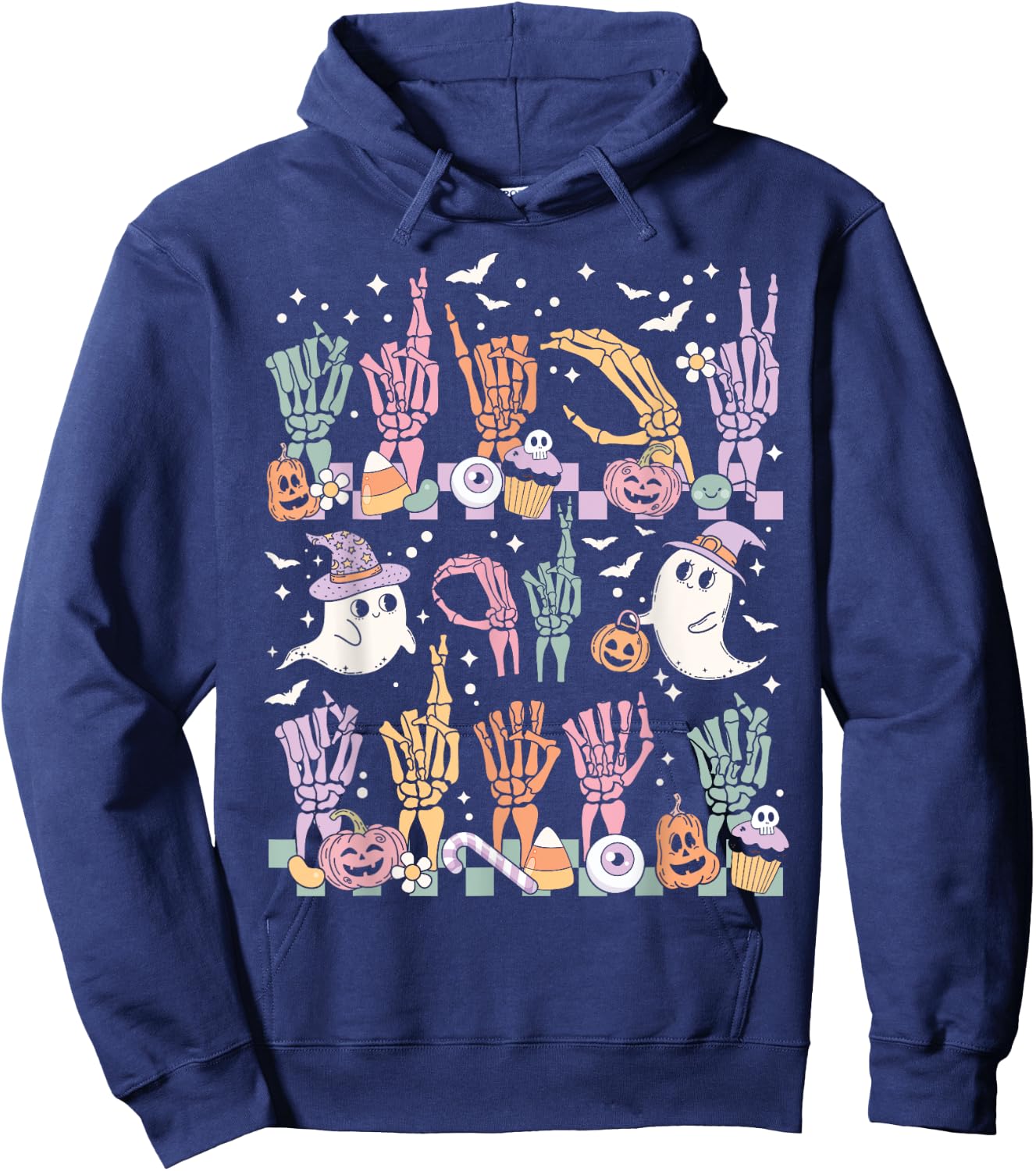 Trick or Treat ASL Hands American Sign Language Halloween Hoodie - Hoodie | Navy