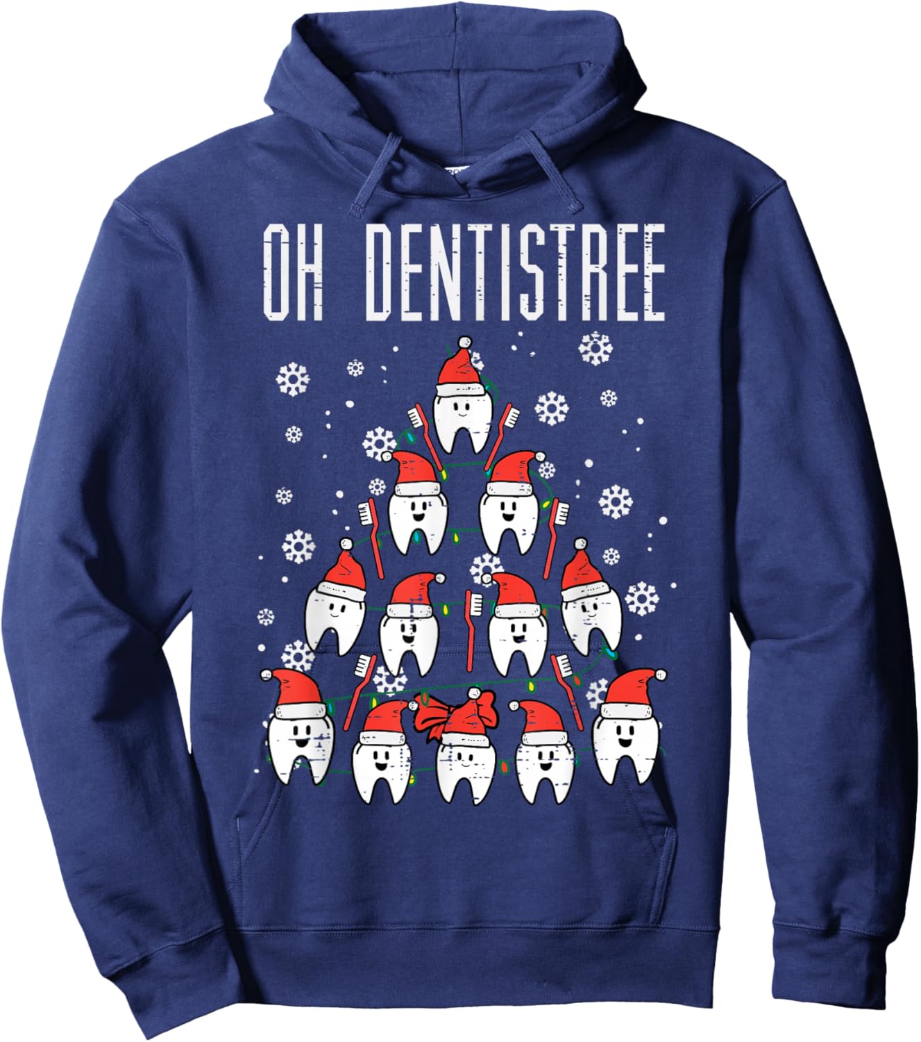 Oh Dentistree Christmas Tree Teeth Dentistry Dental Dentist Hoodie - Hoodie | Navy