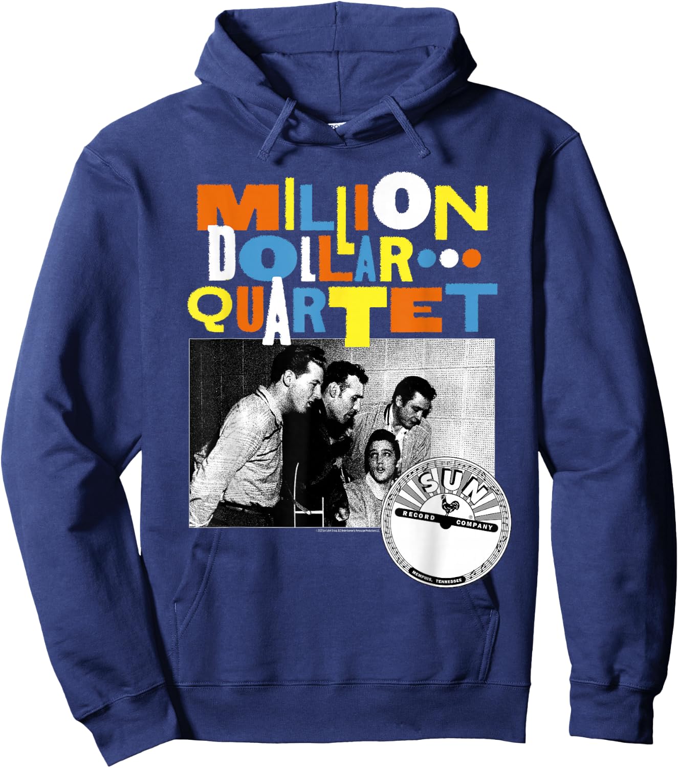 Million Dollar Quartet Multicolor Logo Black and White Photo Hoodie - Hoodie | Navy