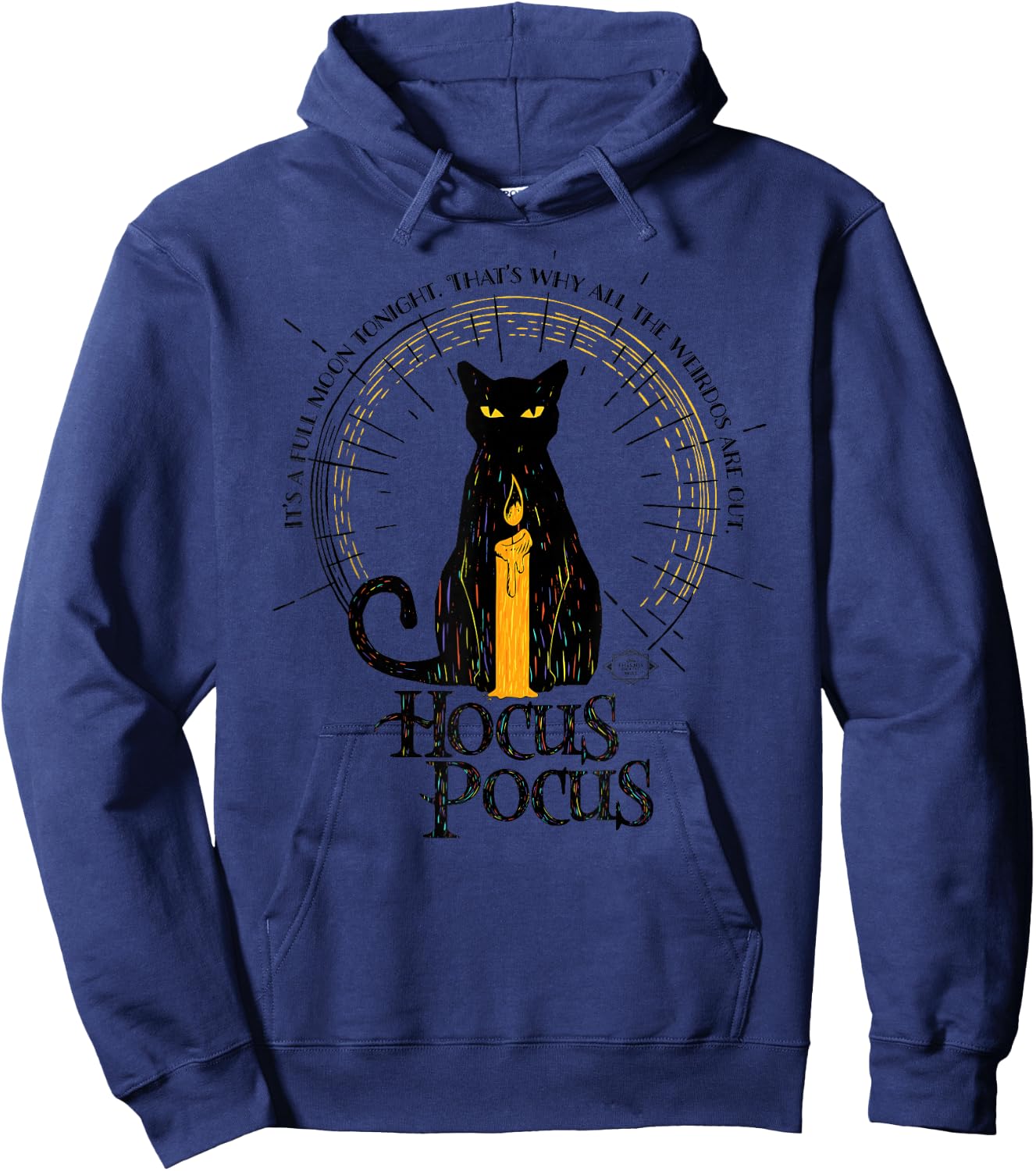 Disney Hocus Pocus Binx with Black Flame Candle Full Moon Hoodie - Hoodie | Navy