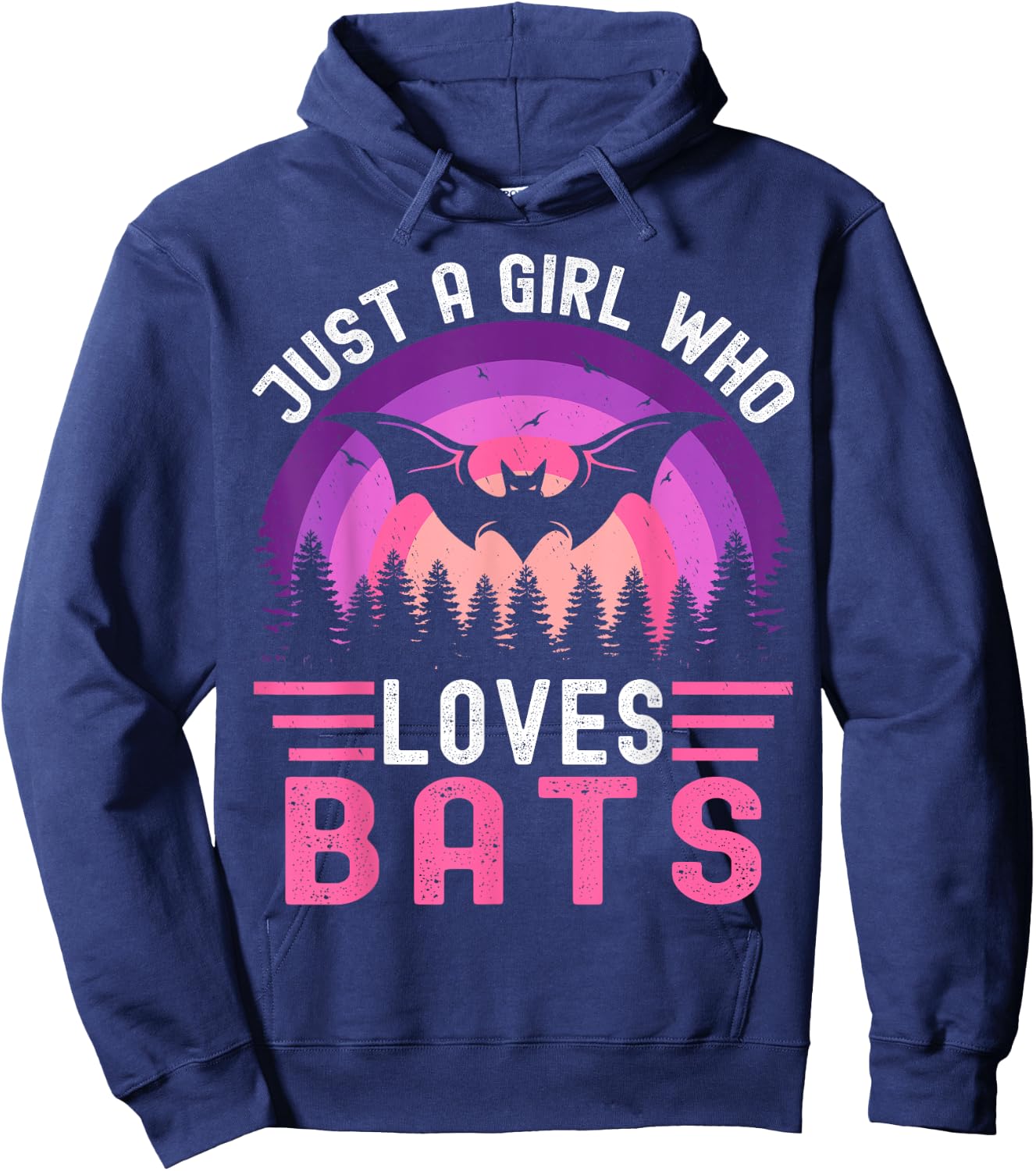Vintage Bat Just a Girl Who Loves Bats Funny Bat Halloween Hoodie - Hoodie | Navy