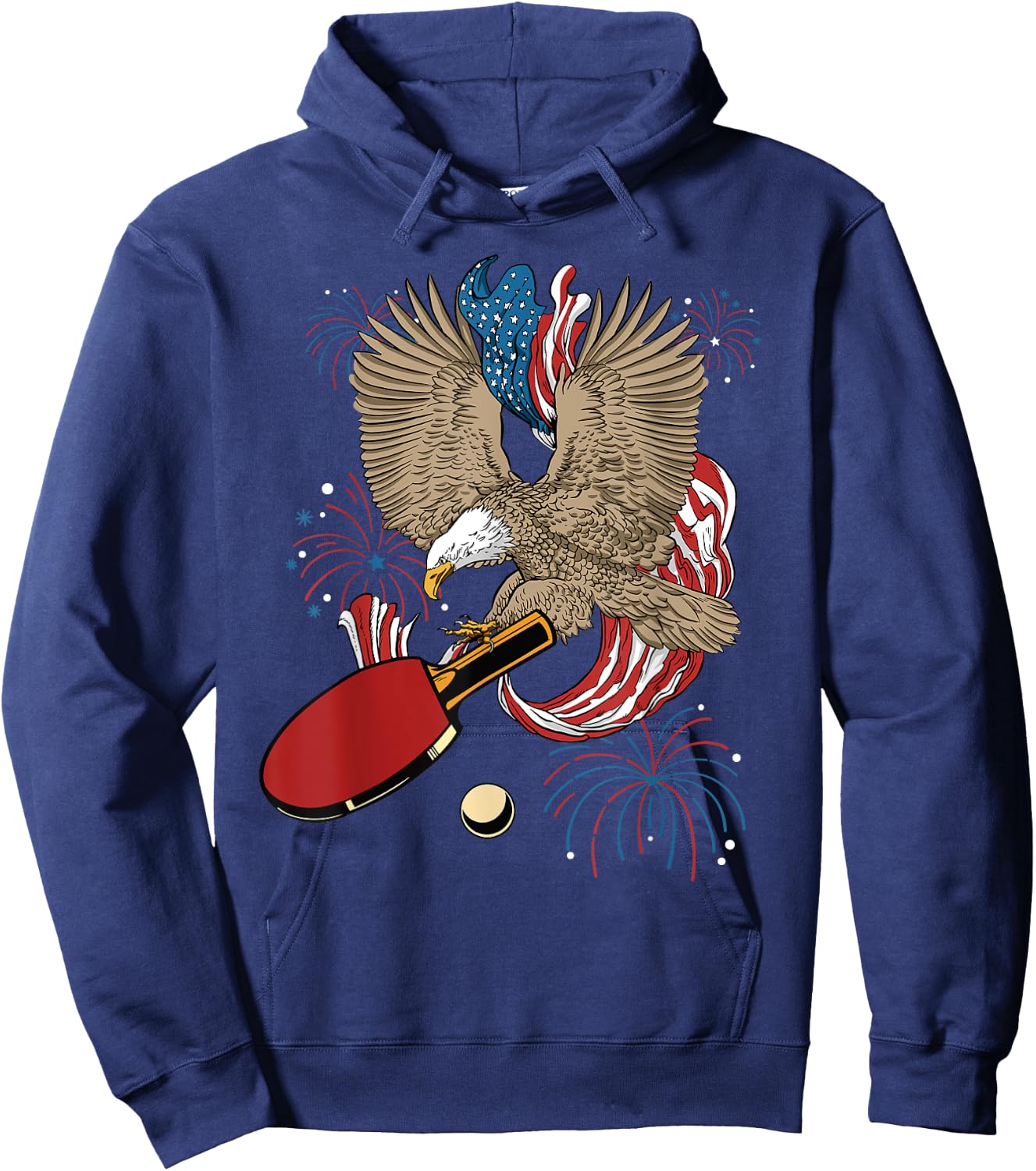 4th Of July Ping Pong Eagle USA Flag America Table Tennis Hoodie - Hoodie | Navy
