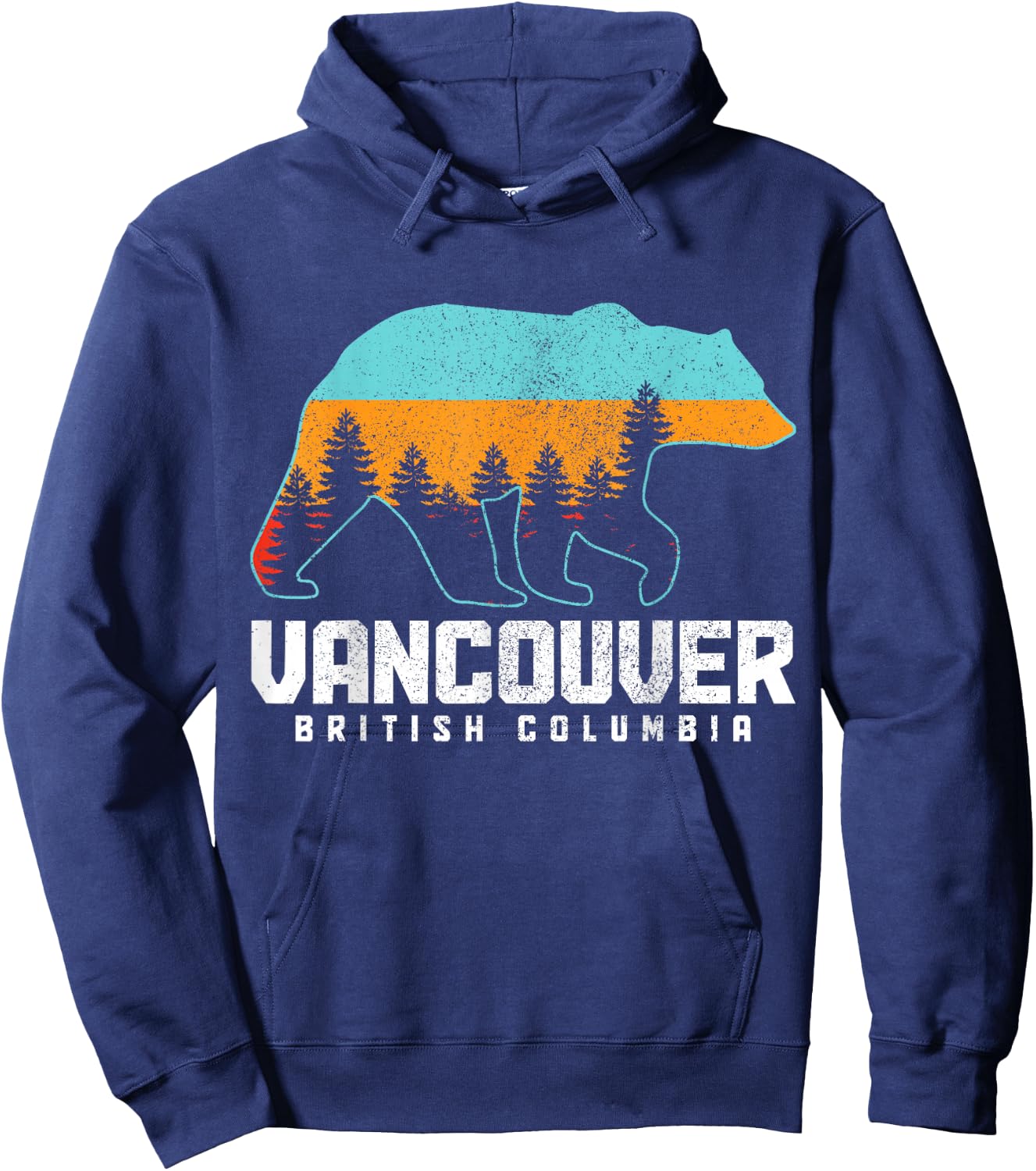 Vancouver BC British Columbia Canada Bear Pride Vintage Hoodie - Hoodie | Navy