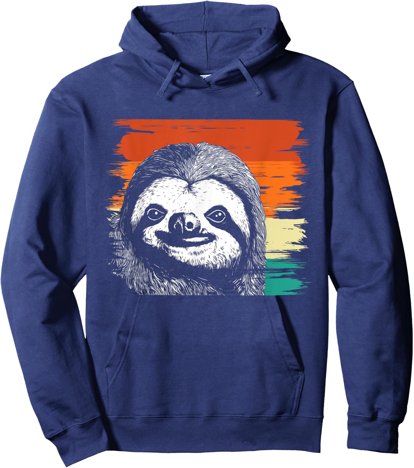 Retro Vintage Sloth Portrait - Animal Nature Lover Zookeeper Hoodie - Hoodie | Navy