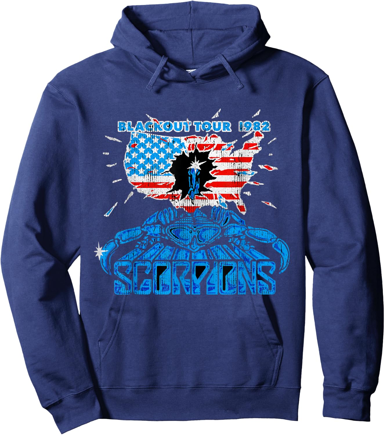 Official Scorpions Blackout USA Tour 1982 Small Hoodie - Hoodie | Navy