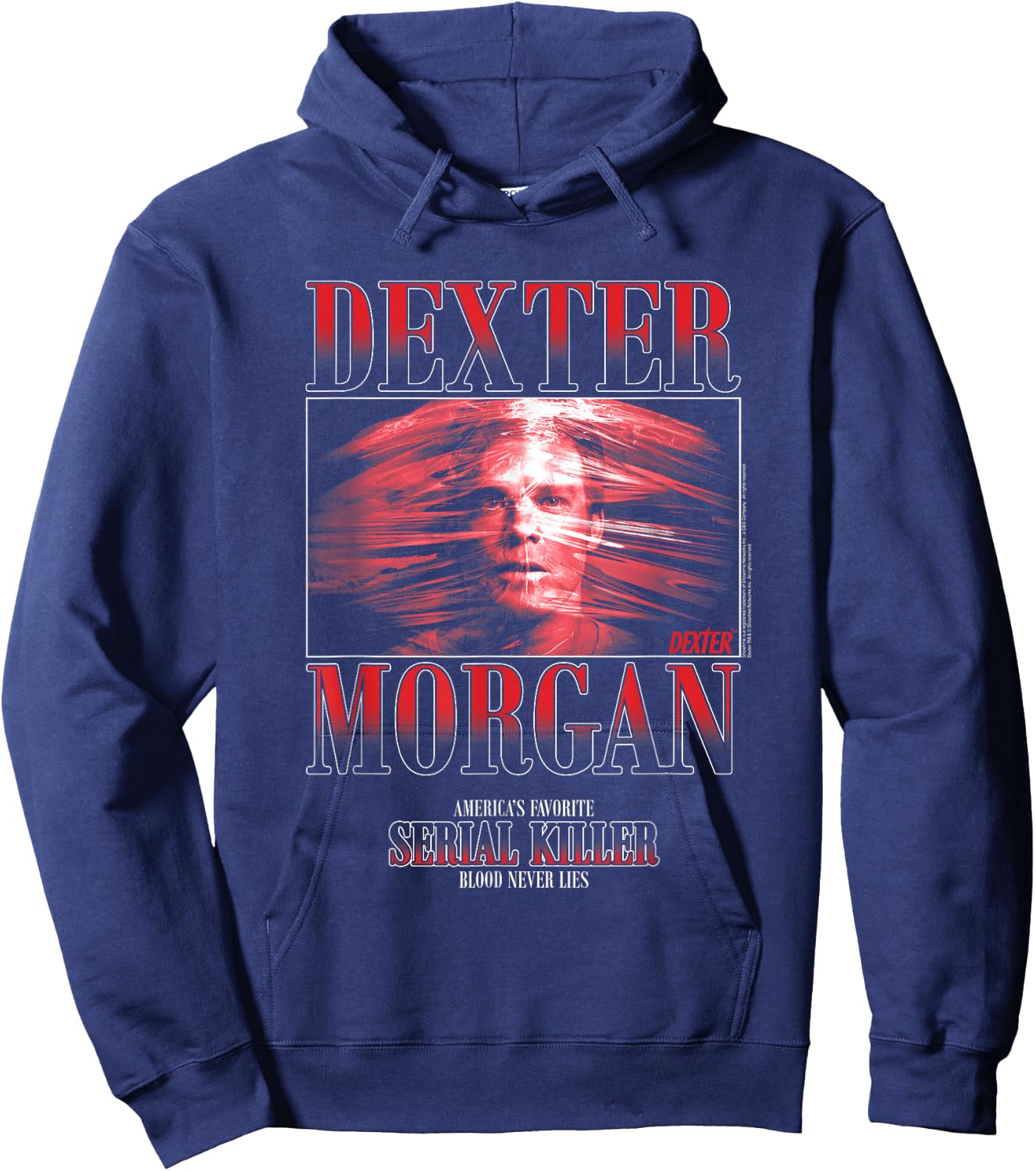 Dexter Main Image Plastic Wrap Retro 90's TV Shows Hoodie - Hoodie | Navy