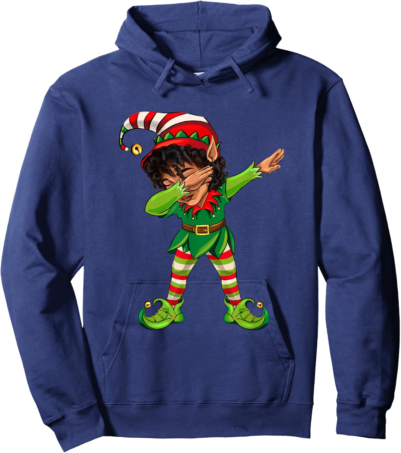 Cute African American Dabbing Elf Black Elf Christmas Party Hoodie - Hoodie | Navy