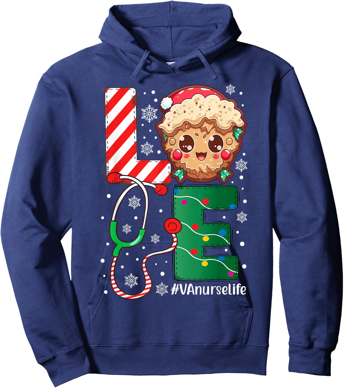 VA Nurse Nursing Christmas cookie Love Nurse Life Hoodie - Hoodie | Navy