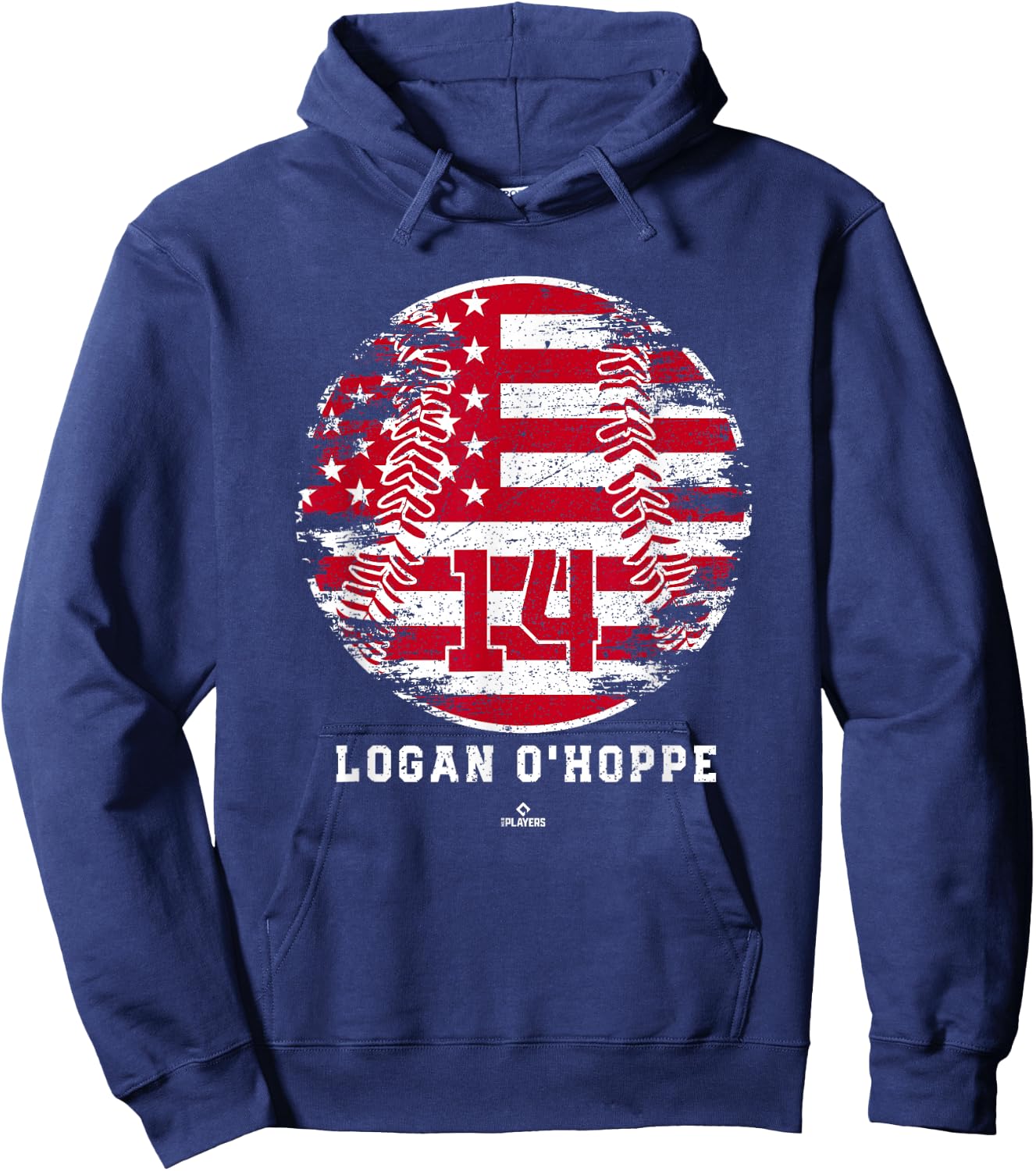 Vintage Baseball Flag Logan O Hoppe Los Angeles MLBPA Hoodie - Hoodie | Navy