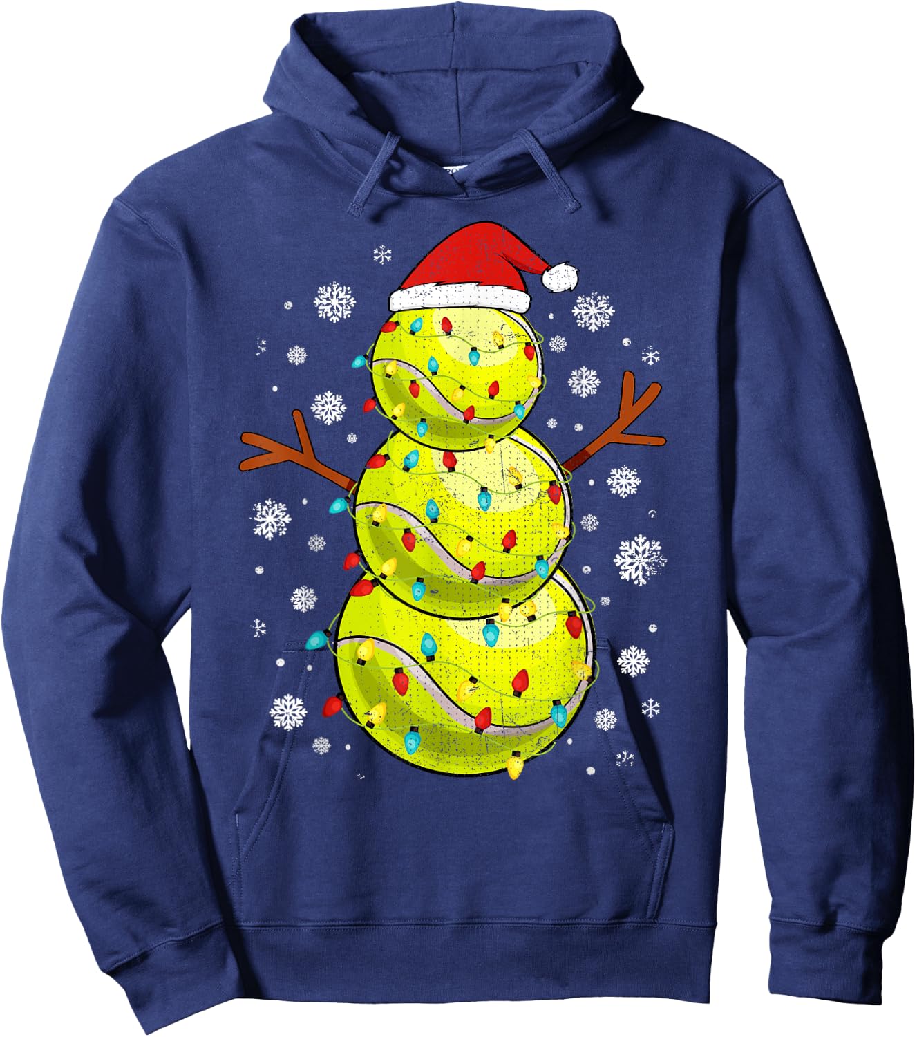 Tennis Snowman Sports Christmas Hoodie - Hoodie | Navy
