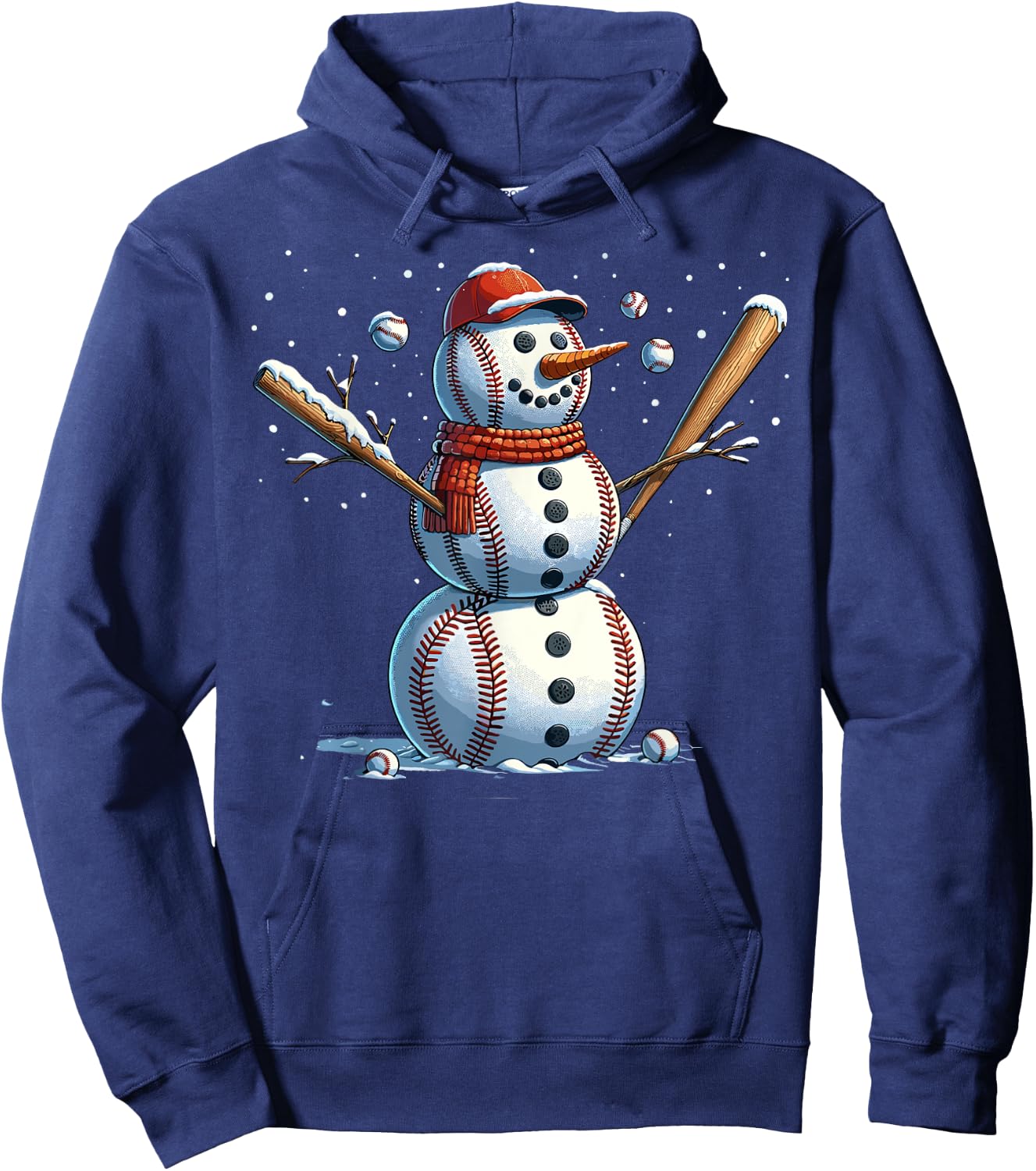Snowman Baseball Christmas Winter Hoodie - Hoodie | Navy